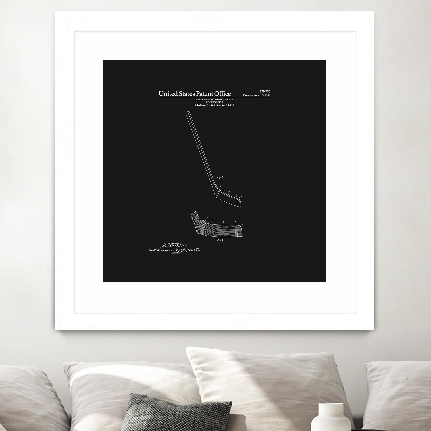 Hockey Stick Patent - Black by Finlay McNevin on GIANT ART - black typography