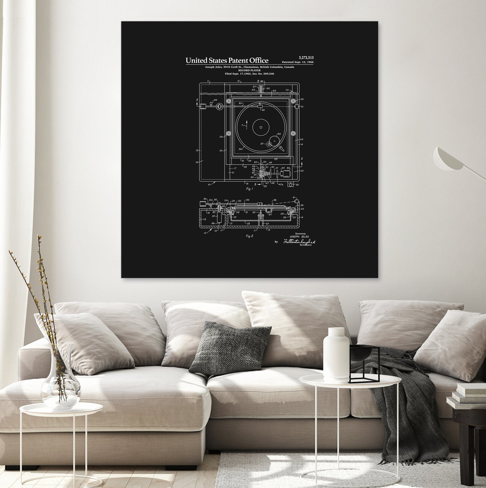 Record Player Patent - Black by Finlay McNevin on GIANT ART - black typography