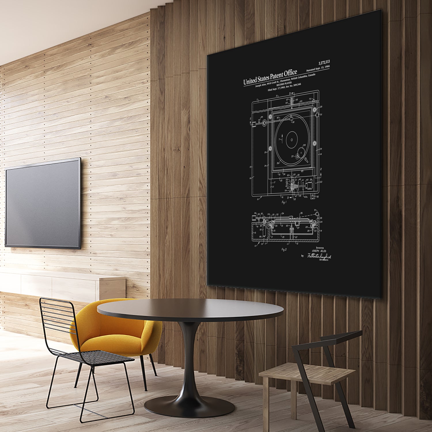 Record Player Patent - Black by Finlay McNevin on GIANT ART - black typography