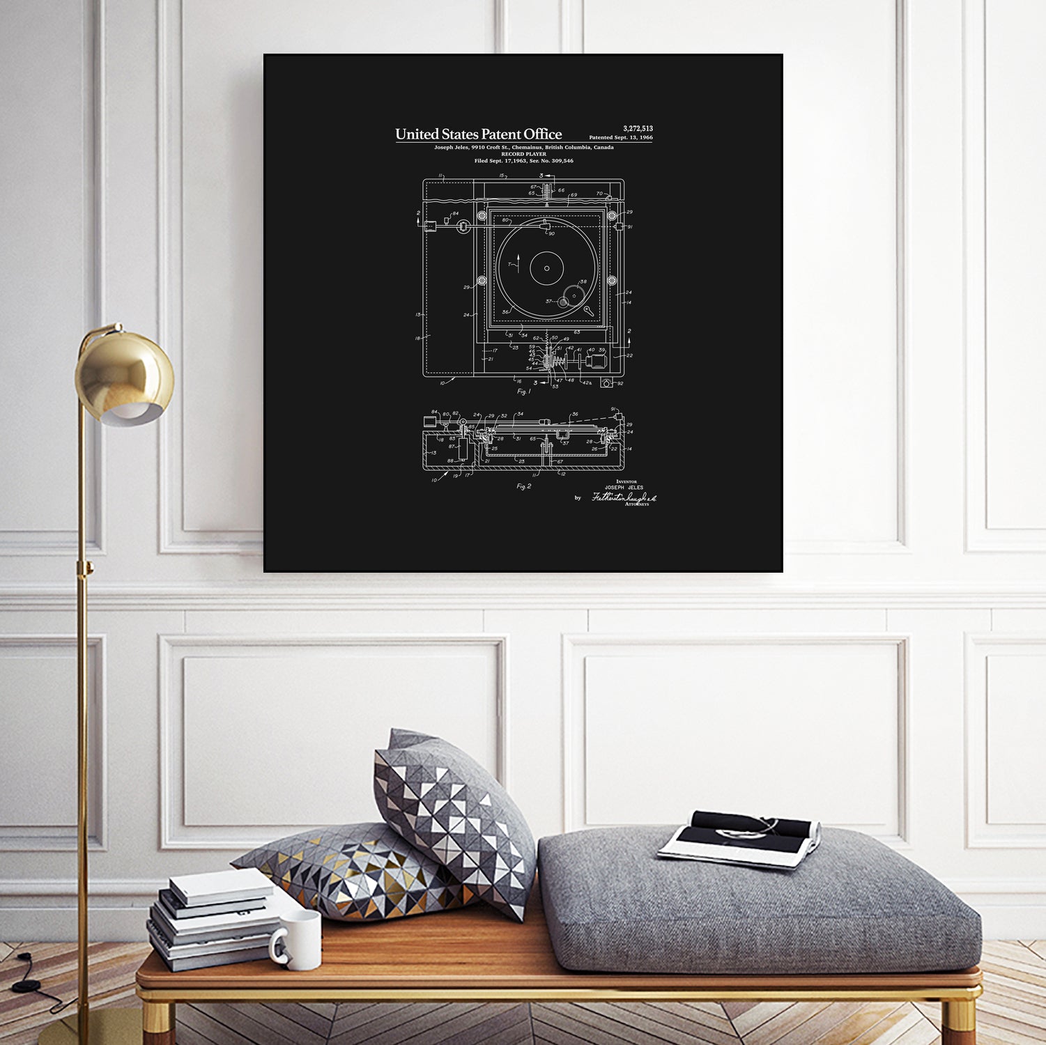 Record Player Patent - Black by Finlay McNevin on GIANT ART - black typography