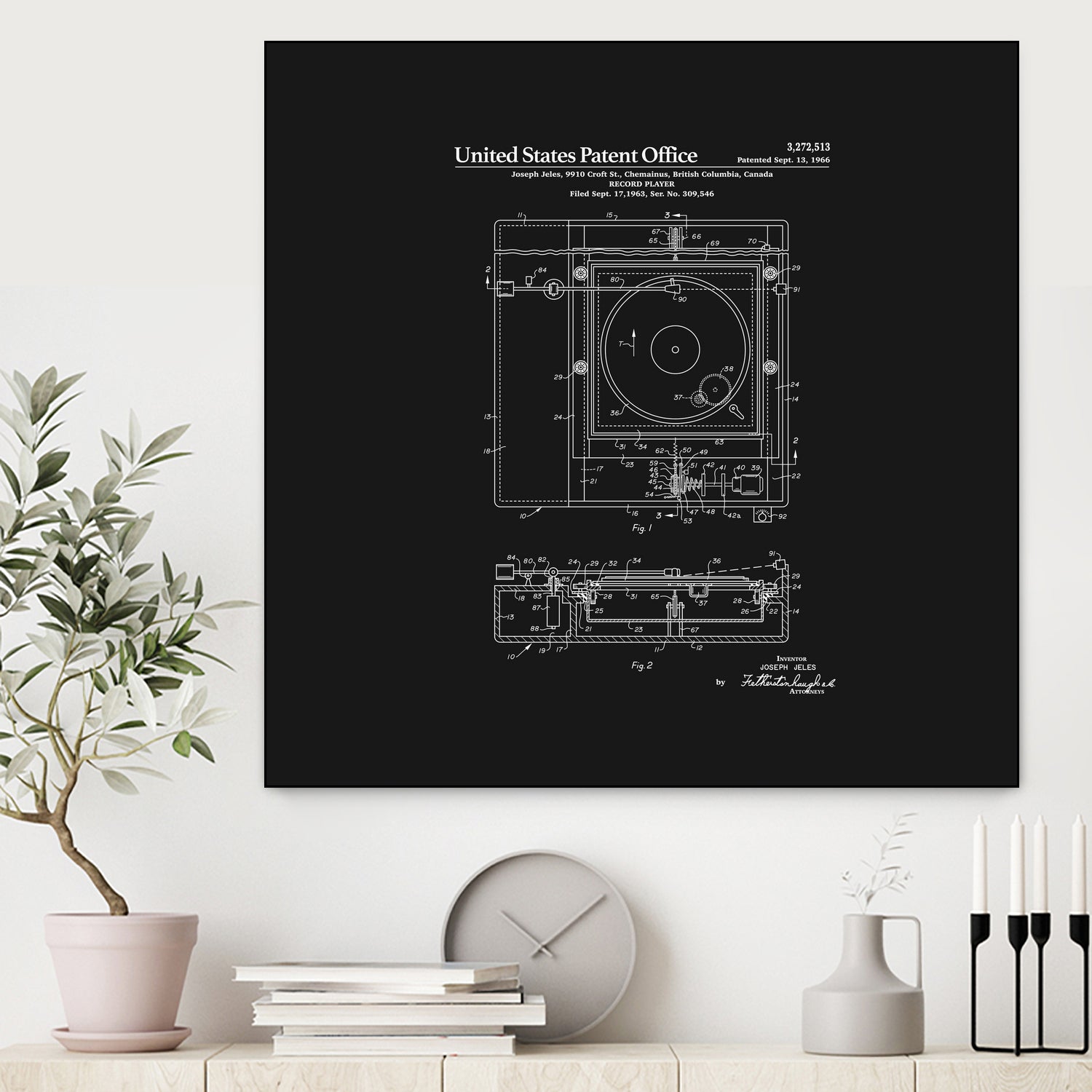 Record Player Patent - Black by Finlay McNevin on GIANT ART - black typography