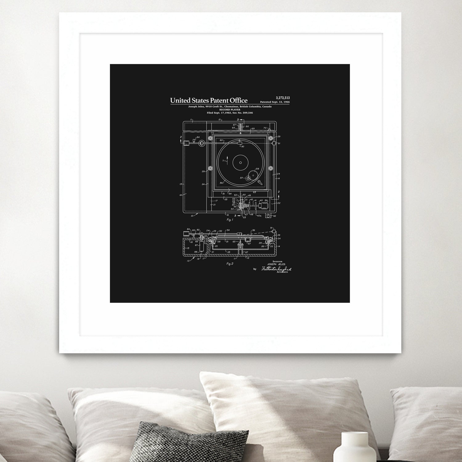 Record Player Patent - Black by Finlay McNevin on GIANT ART - black typography