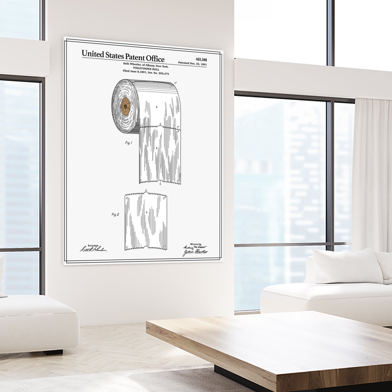 Toilet Paper Roll Patent by Finlay McNevin on GIANT ART - white typography