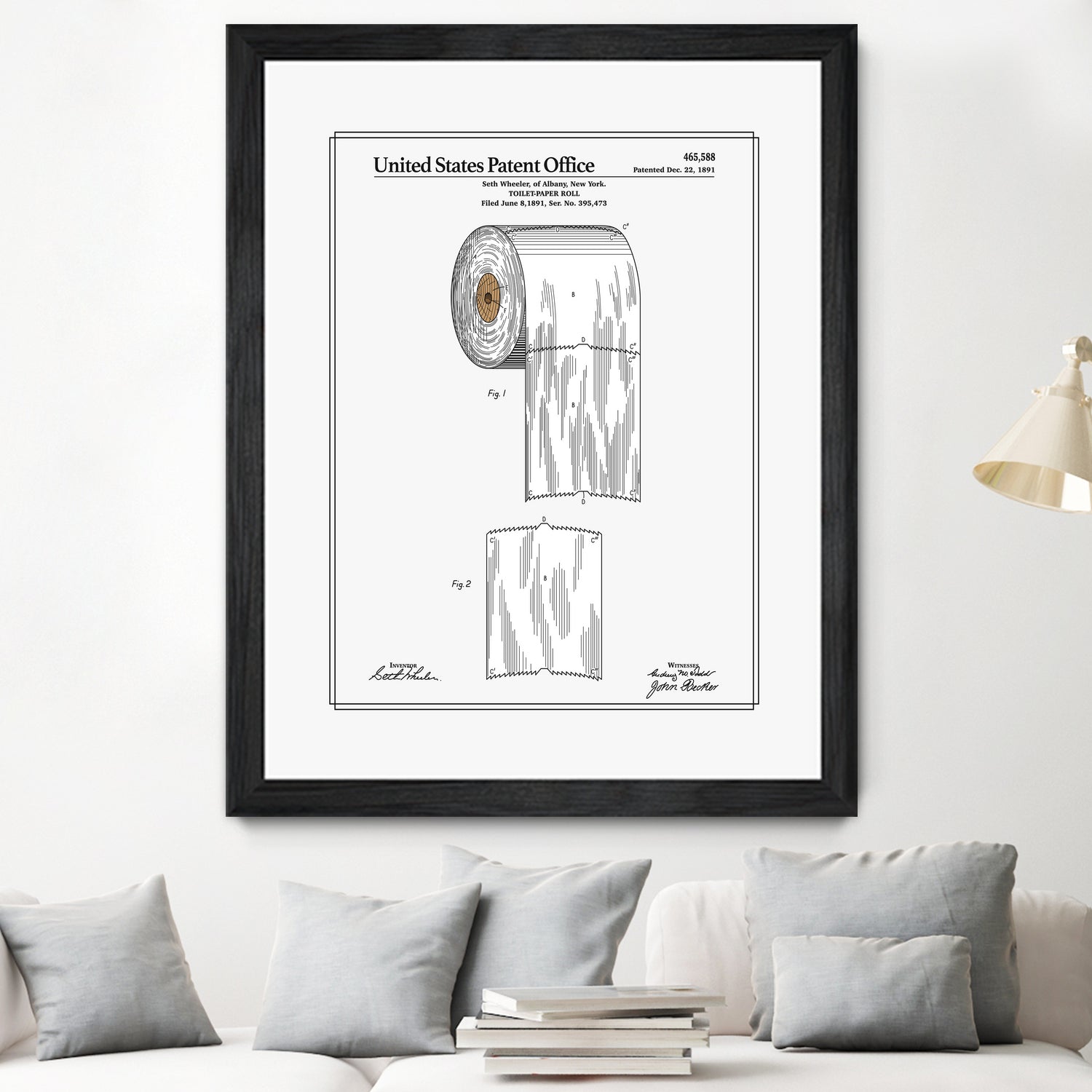 Toilet Paper Roll Patent by Finlay McNevin on GIANT ART - white typography