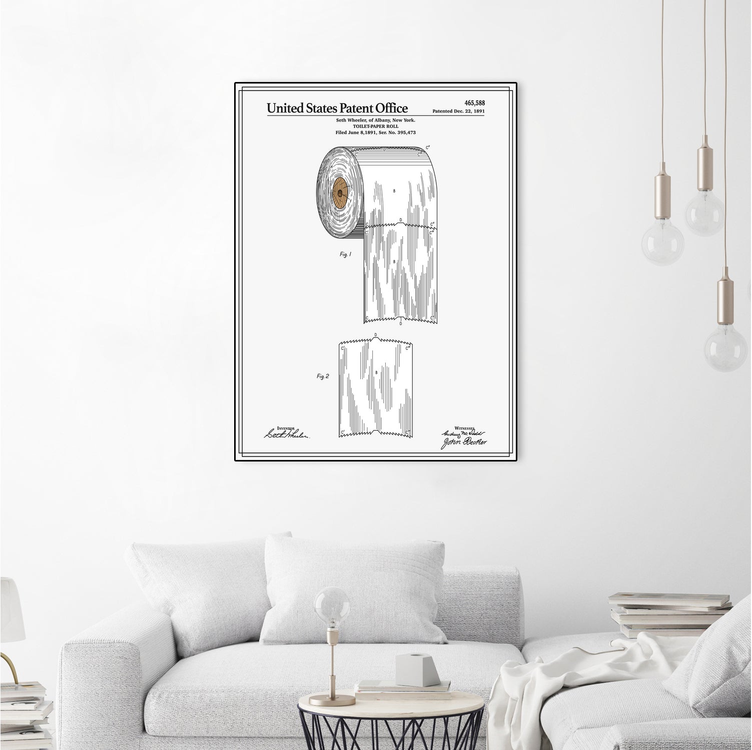 Toilet Paper Roll Patent by Finlay McNevin on GIANT ART - white typography