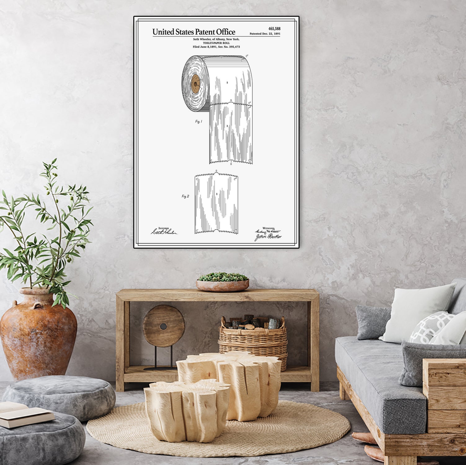 Toilet Paper Roll Patent by Finlay McNevin on GIANT ART - white typography