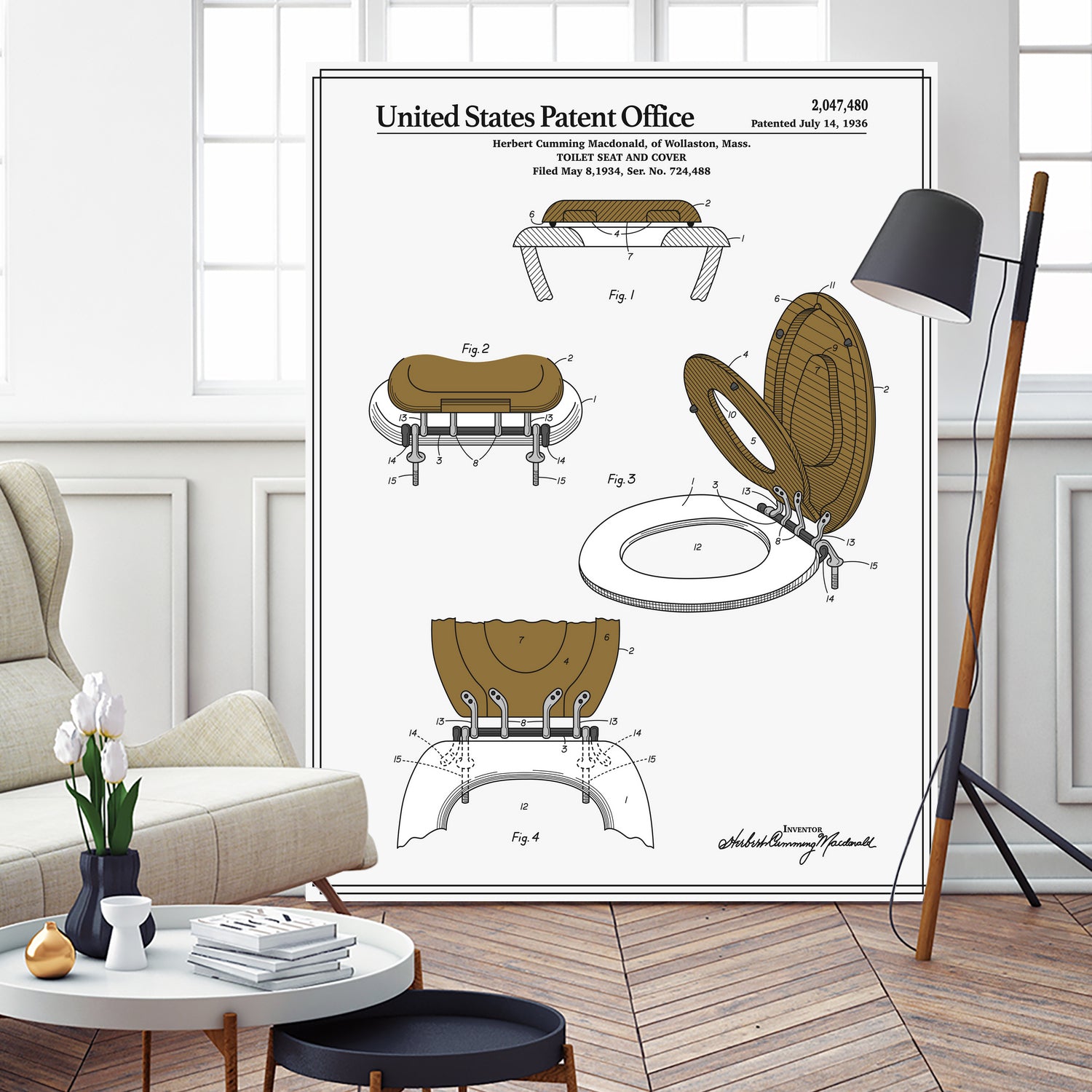 Toilet Seat and Cover Patent by Finlay McNevin on GIANT ART - white typography