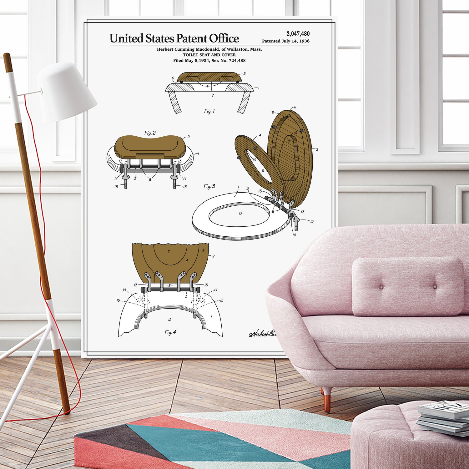 Toilet Seat and Cover Patent by Finlay McNevin on GIANT ART - white typography