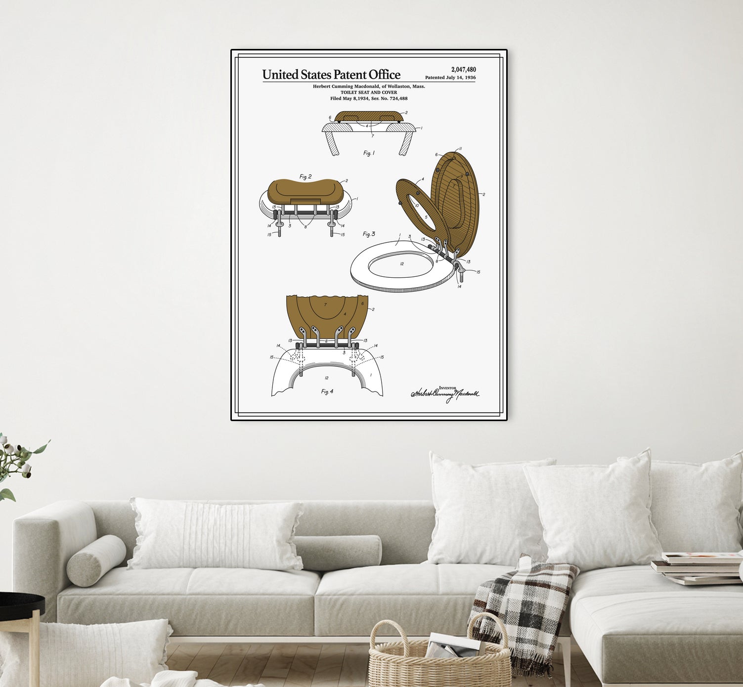 Toilet Seat and Cover Patent by Finlay McNevin on GIANT ART - white typography