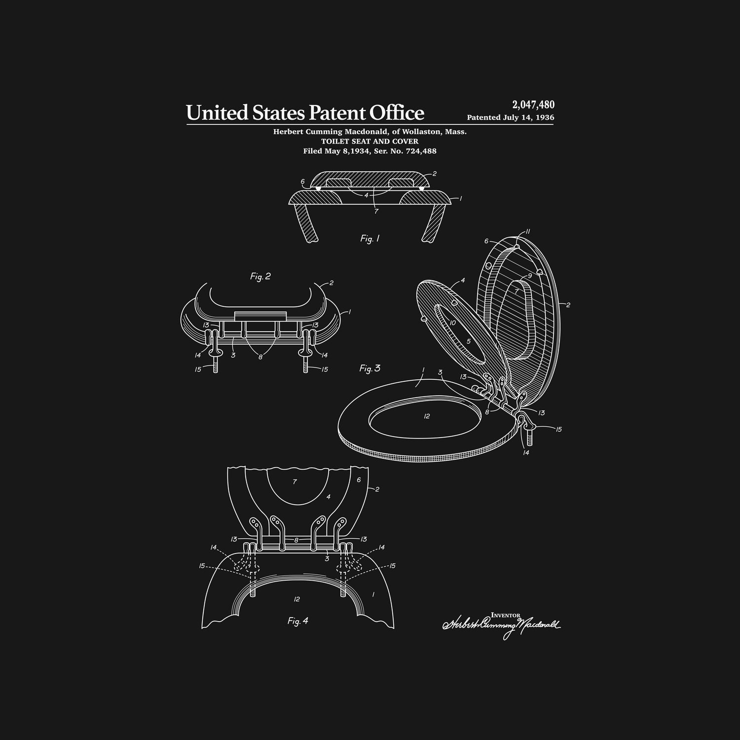 Toilet Seat and Cover Patent - Black by Finlay McNevin on GIANT ART - black typography