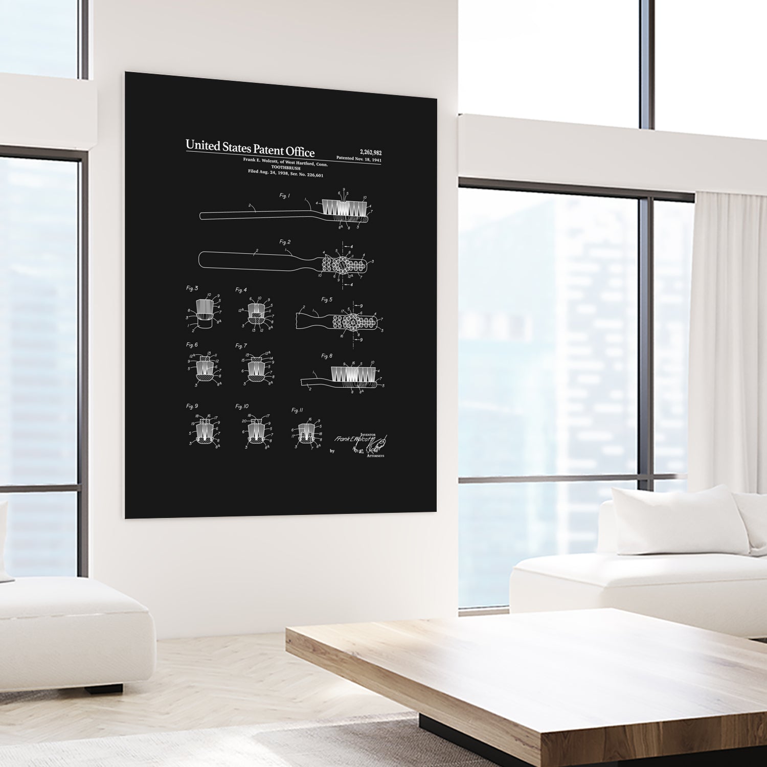 Toothbrush Patent - Black by Finlay McNevin on GIANT ART - black typography