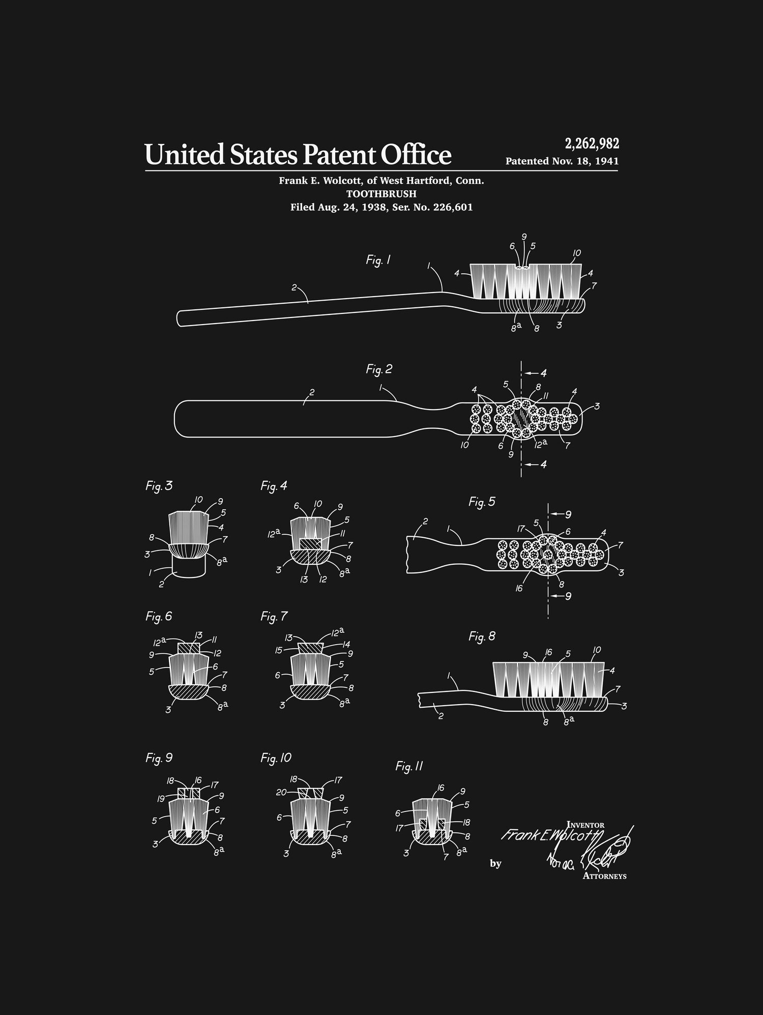 Toothbrush Patent - Black by Finlay McNevin on GIANT ART - black typography