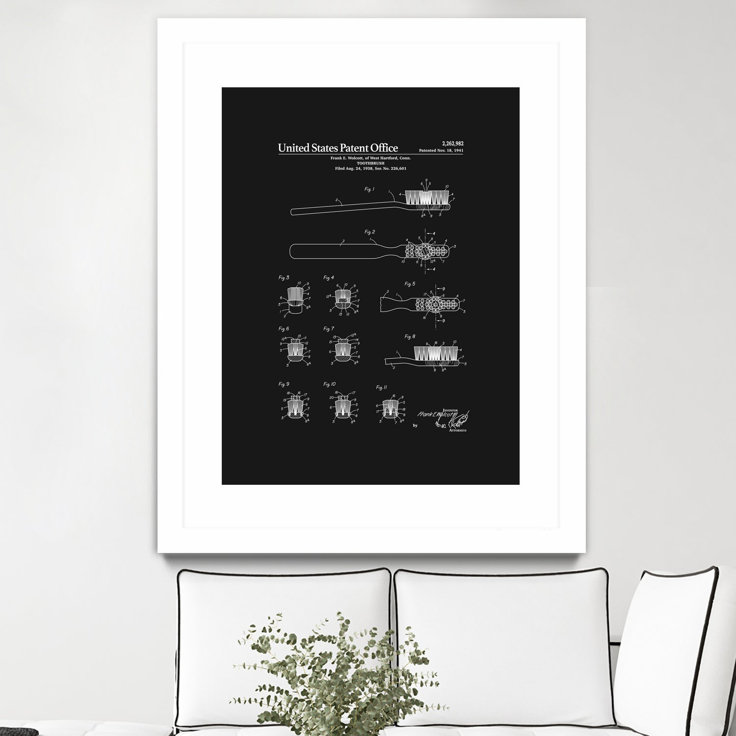 Toothbrush Patent - Black by Finlay McNevin on GIANT ART - black typography