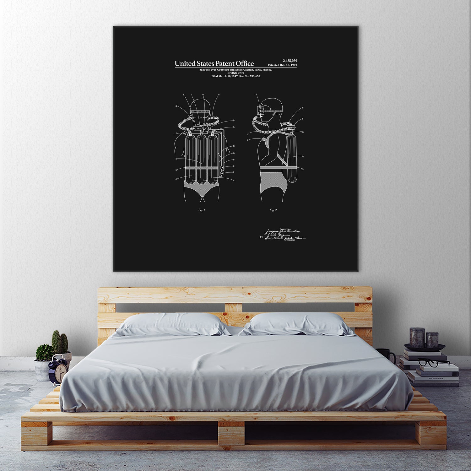 Jacques Cousteau Diving Unit Patent - Black by Finlay McNevin on GIANT ART - black typography