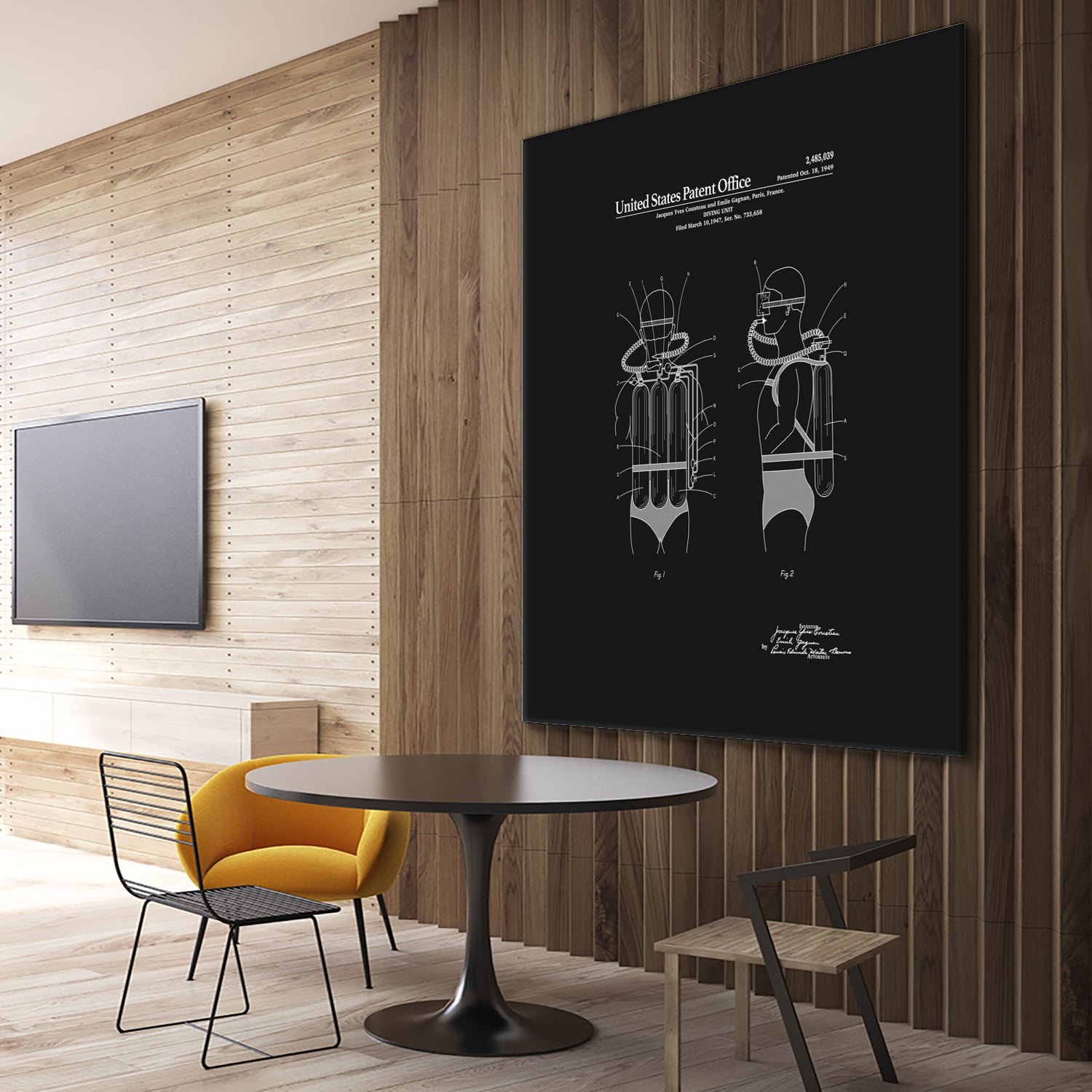 Jacques Cousteau Diving Unit Patent - Black by Finlay McNevin on GIANT ART - black typography