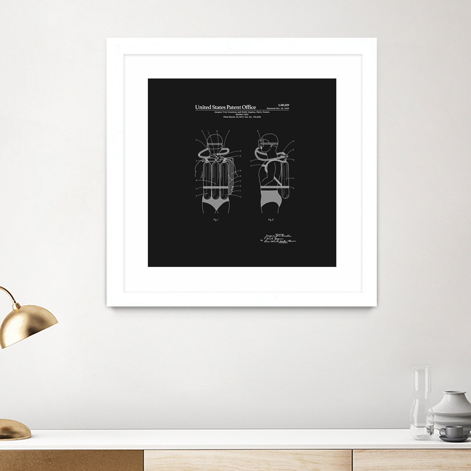 Jacques Cousteau Diving Unit Patent - Black by Finlay McNevin on GIANT ART - black typography