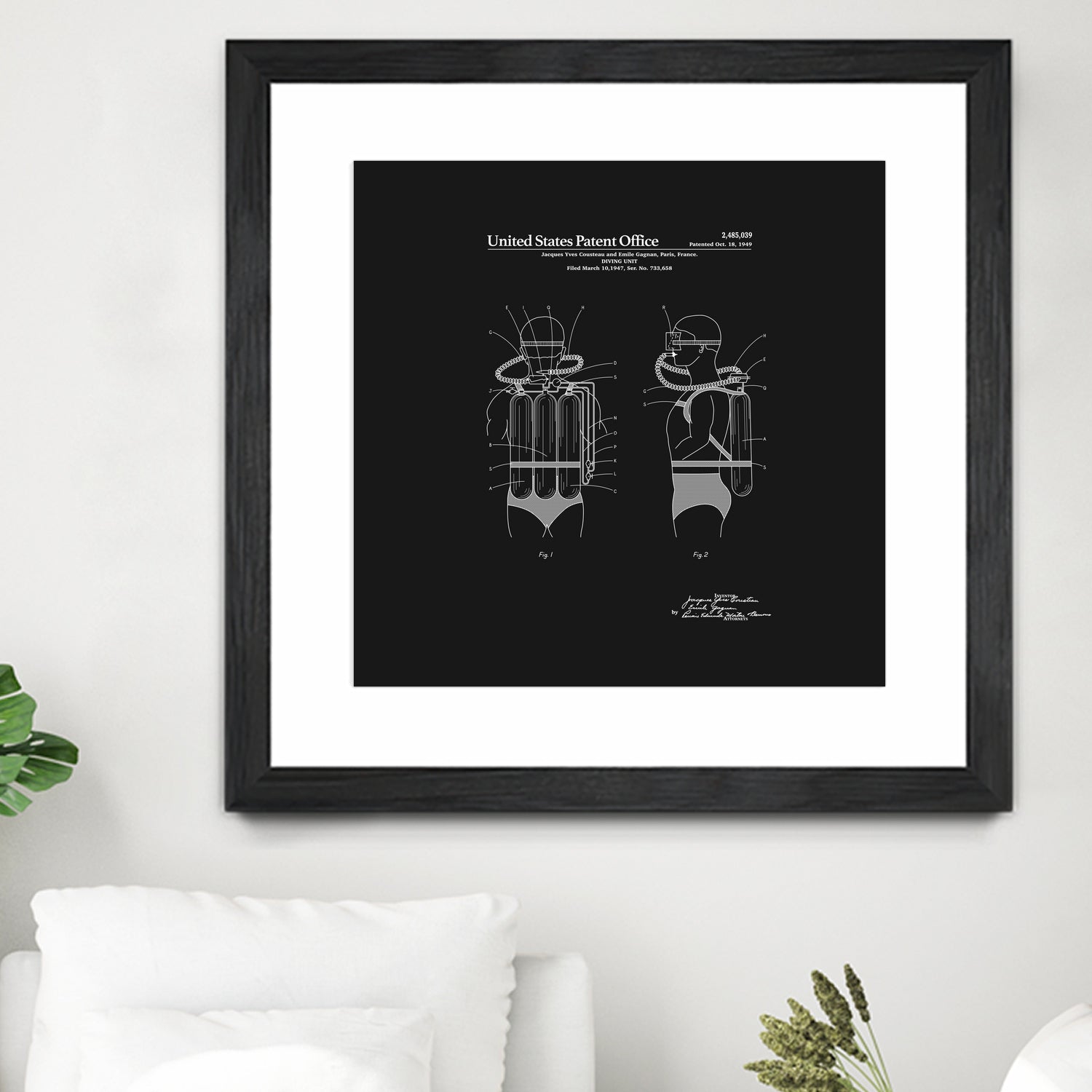 Jacques Cousteau Diving Unit Patent - Black by Finlay McNevin on GIANT ART - black typography