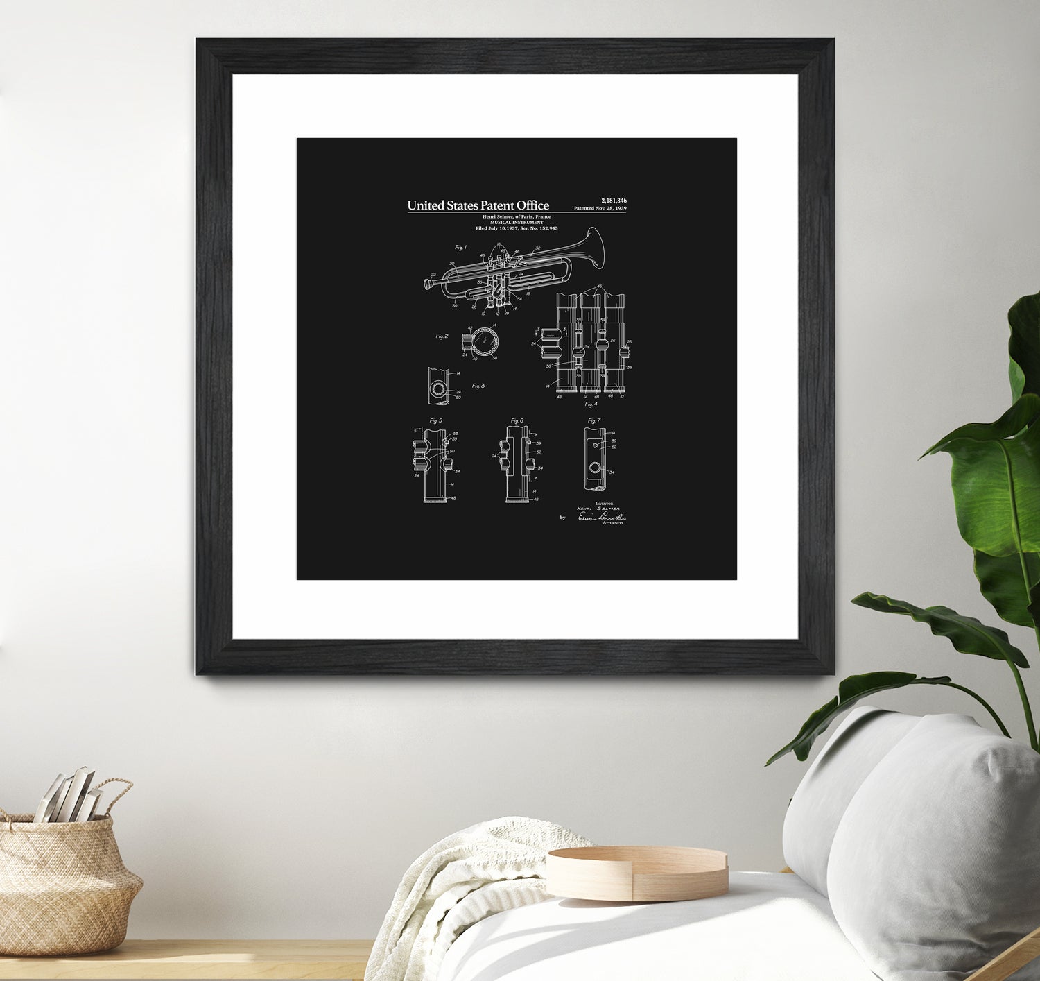 Trumpet Patent - Black by Finlay McNevin on GIANT ART - black typography