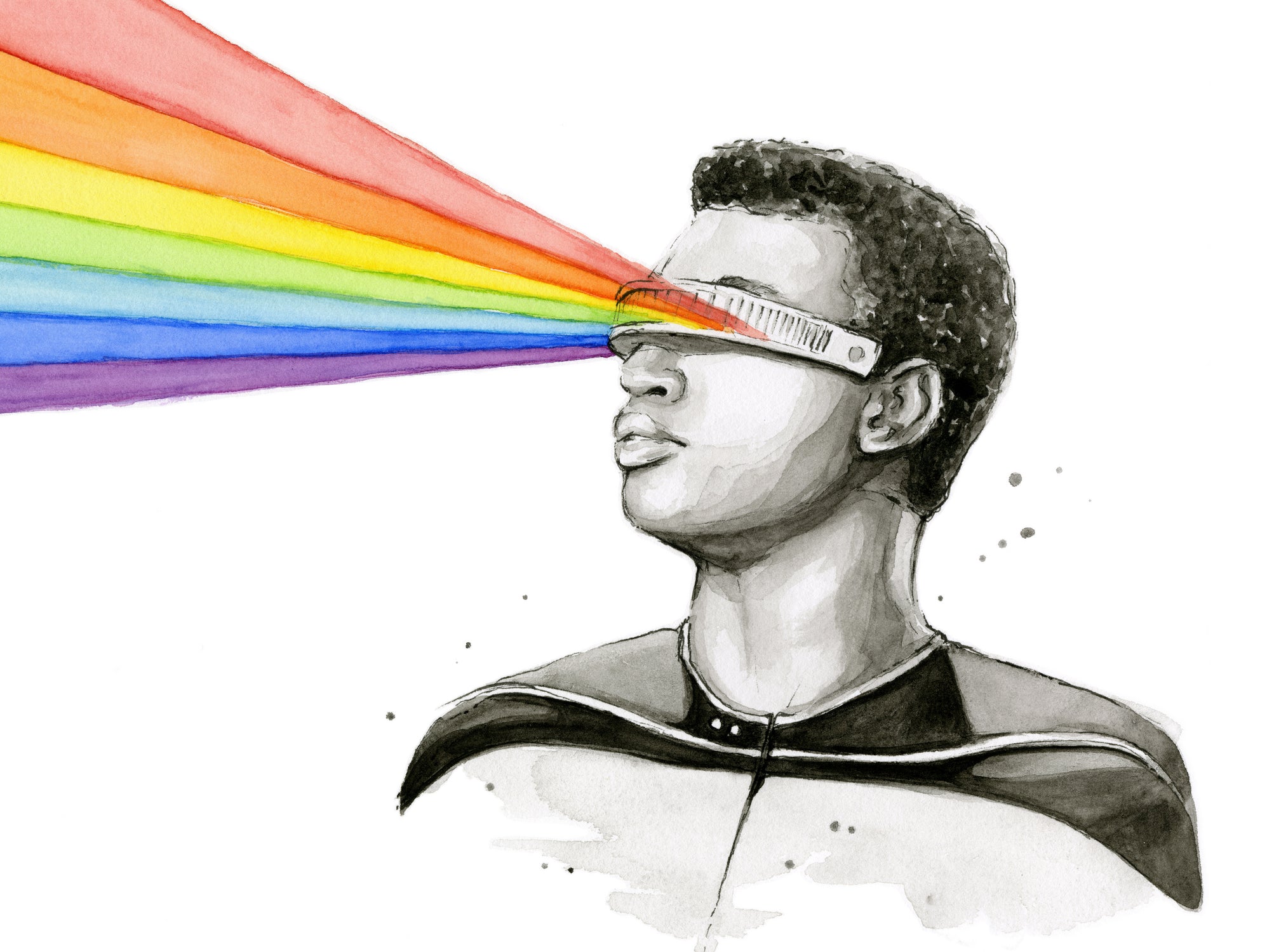 Geordi Sees the Rainbow by Olga Shvartsur on GIANT ART - black mixed media