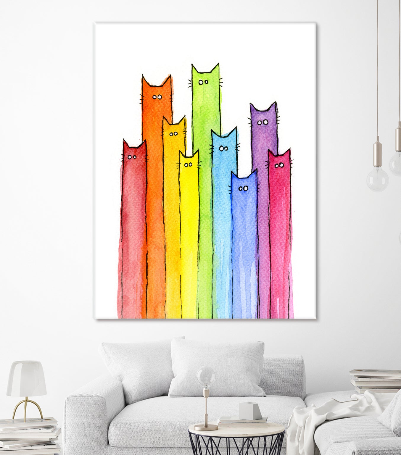 Rainbow of Cats by Olga Shvartsur on GIANT ART - pink mixed media