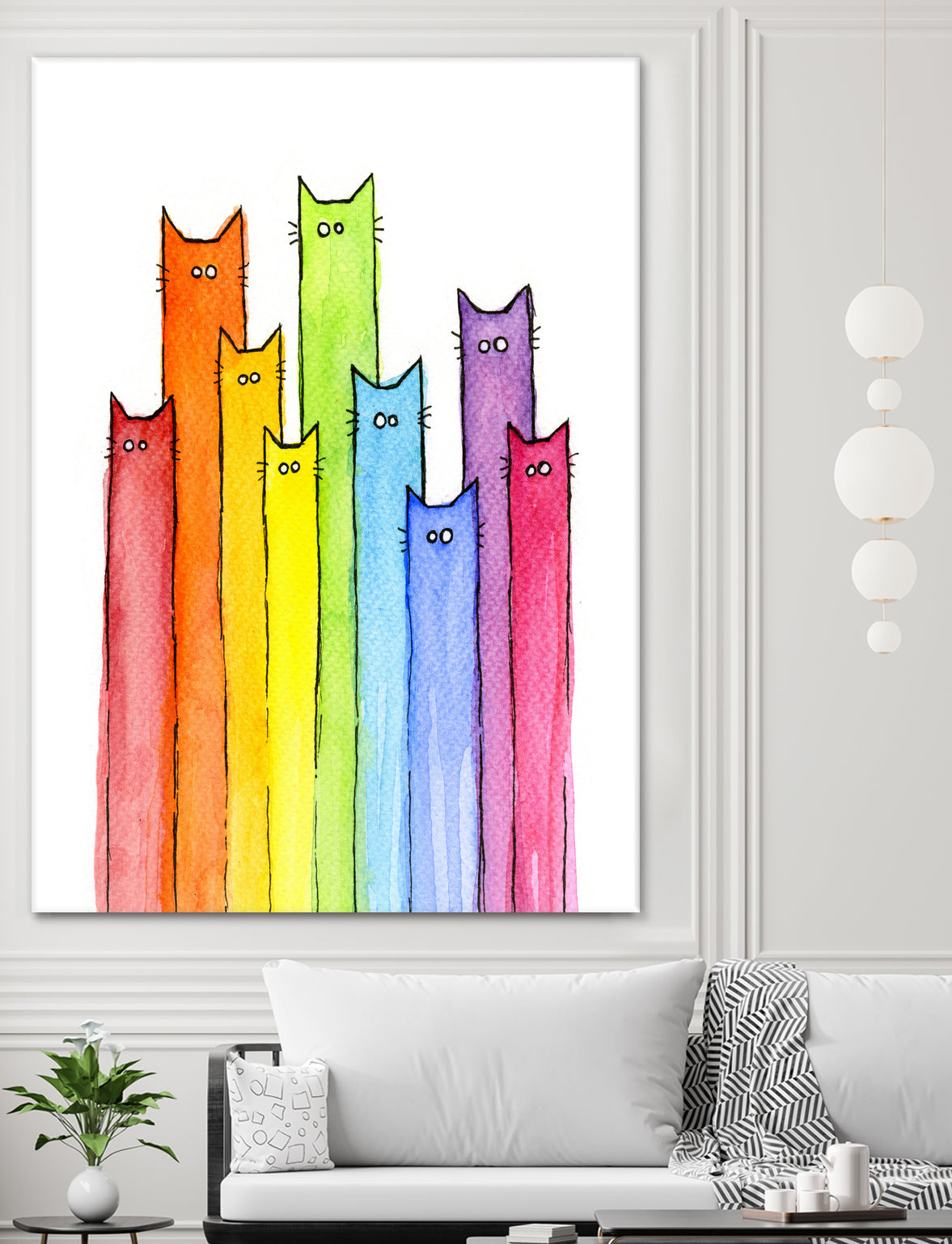 Rainbow of Cats by Olga Shvartsur on GIANT ART - pink mixed media