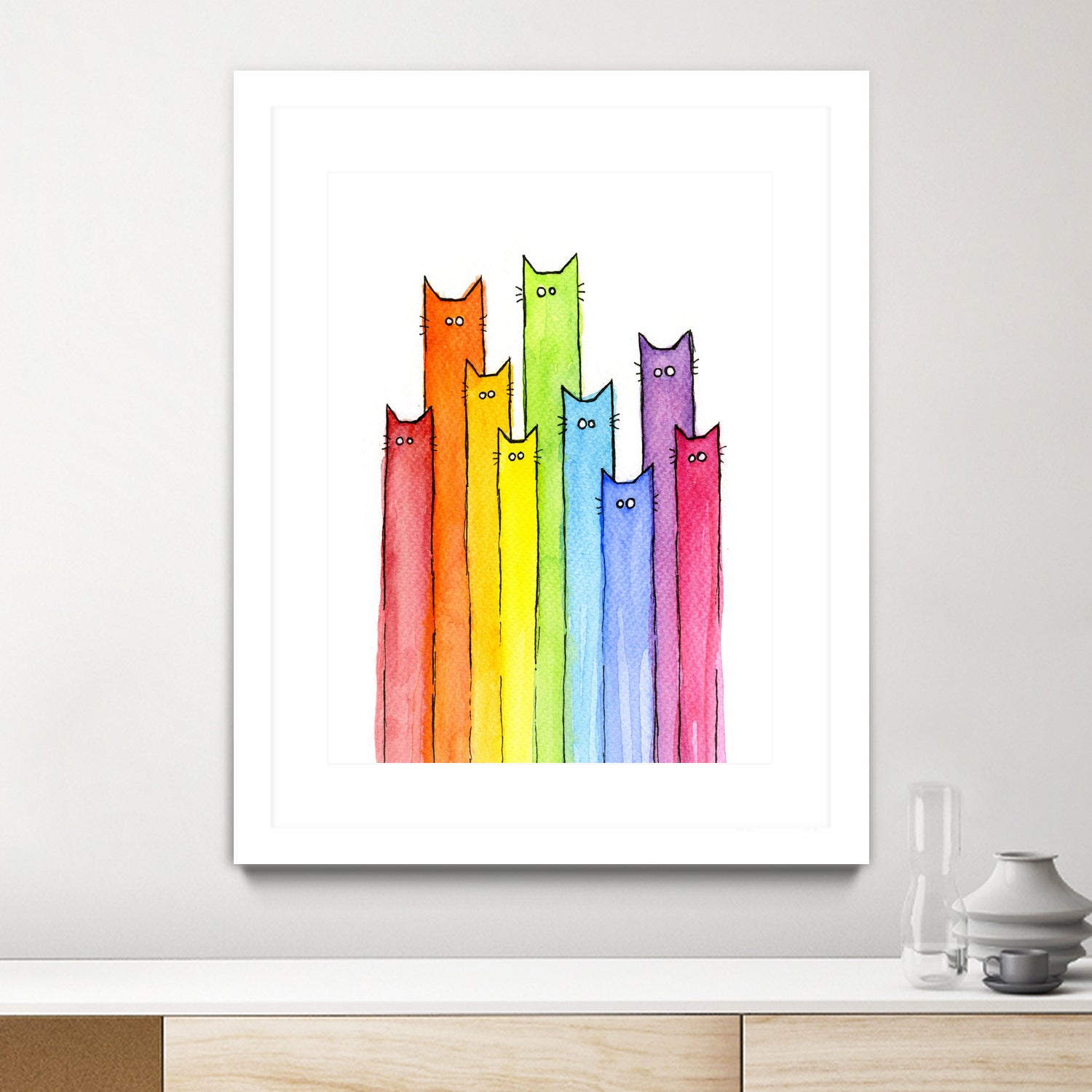 Rainbow of Cats by Olga Shvartsur on GIANT ART - pink mixed media