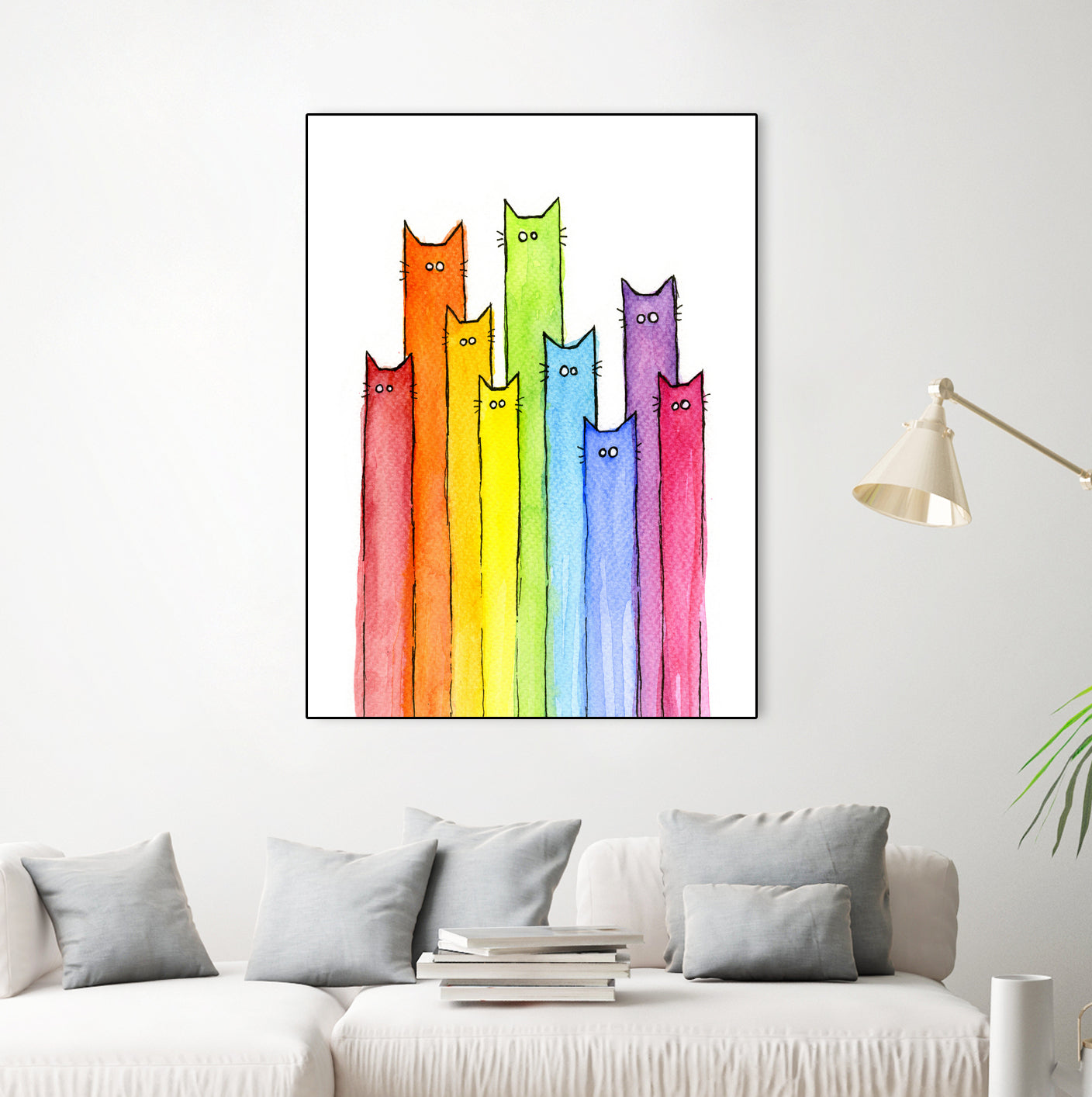 Rainbow of Cats by Olga Shvartsur on GIANT ART - pink mixed media