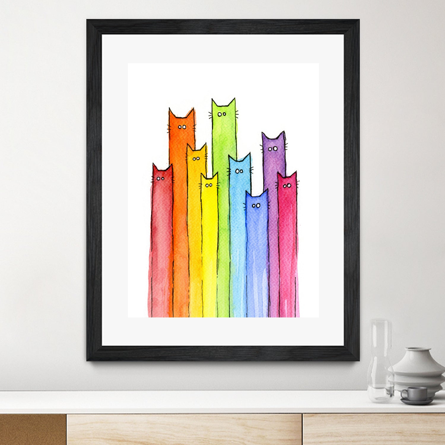 Rainbow of Cats by Olga Shvartsur on GIANT ART - pink mixed media