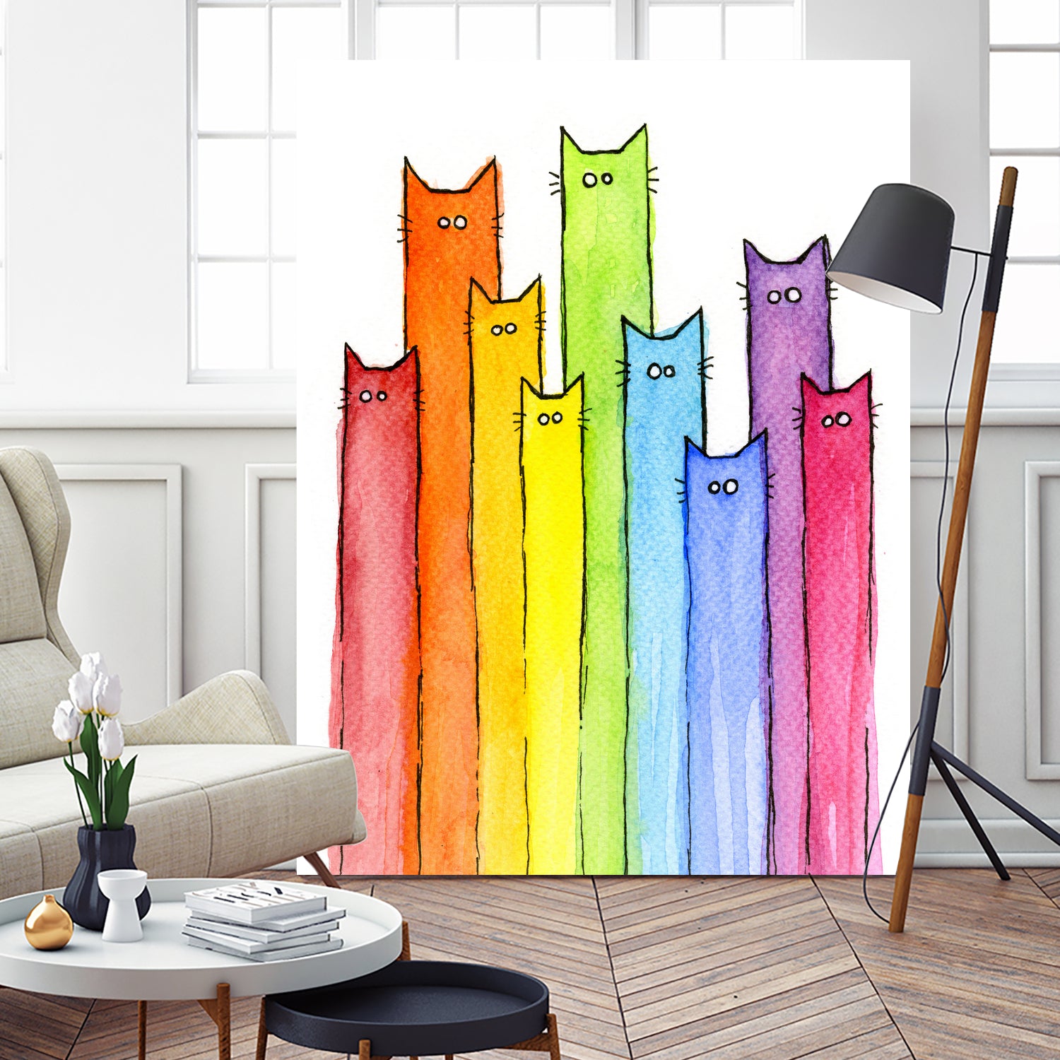 Rainbow of Cats by Olga Shvartsur on GIANT ART - pink mixed media