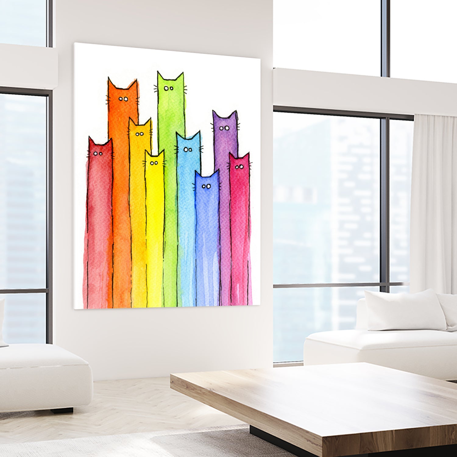 Rainbow of Cats by Olga Shvartsur on GIANT ART - pink mixed media