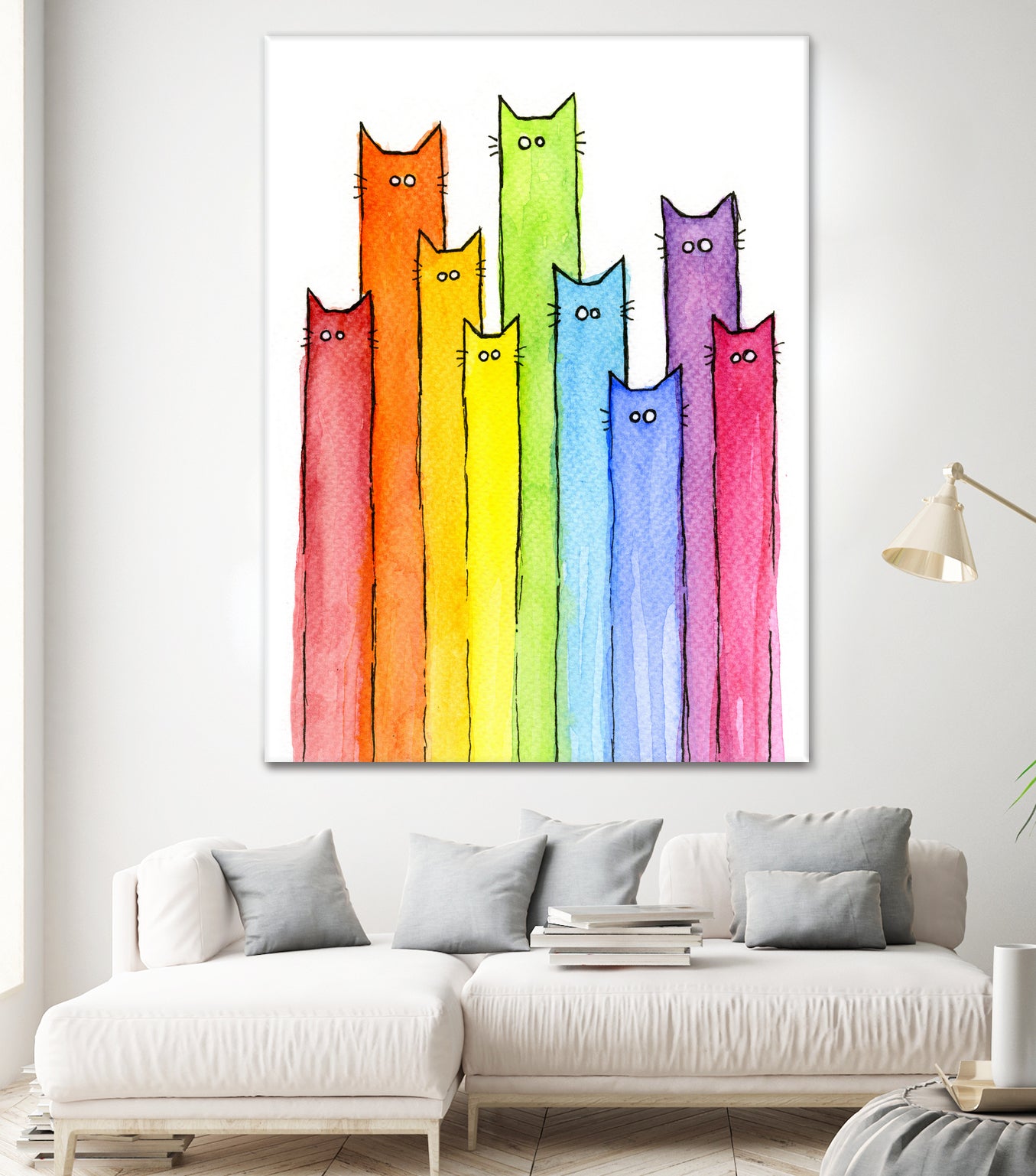 Rainbow of Cats by Olga Shvartsur on GIANT ART - pink mixed media