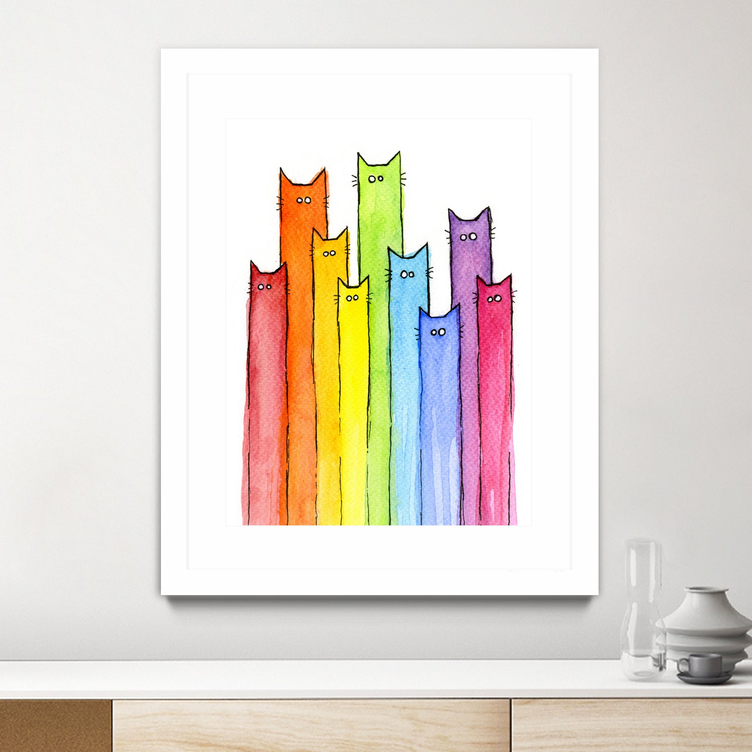 Rainbow of Cats by Olga Shvartsur on GIANT ART - pink mixed media