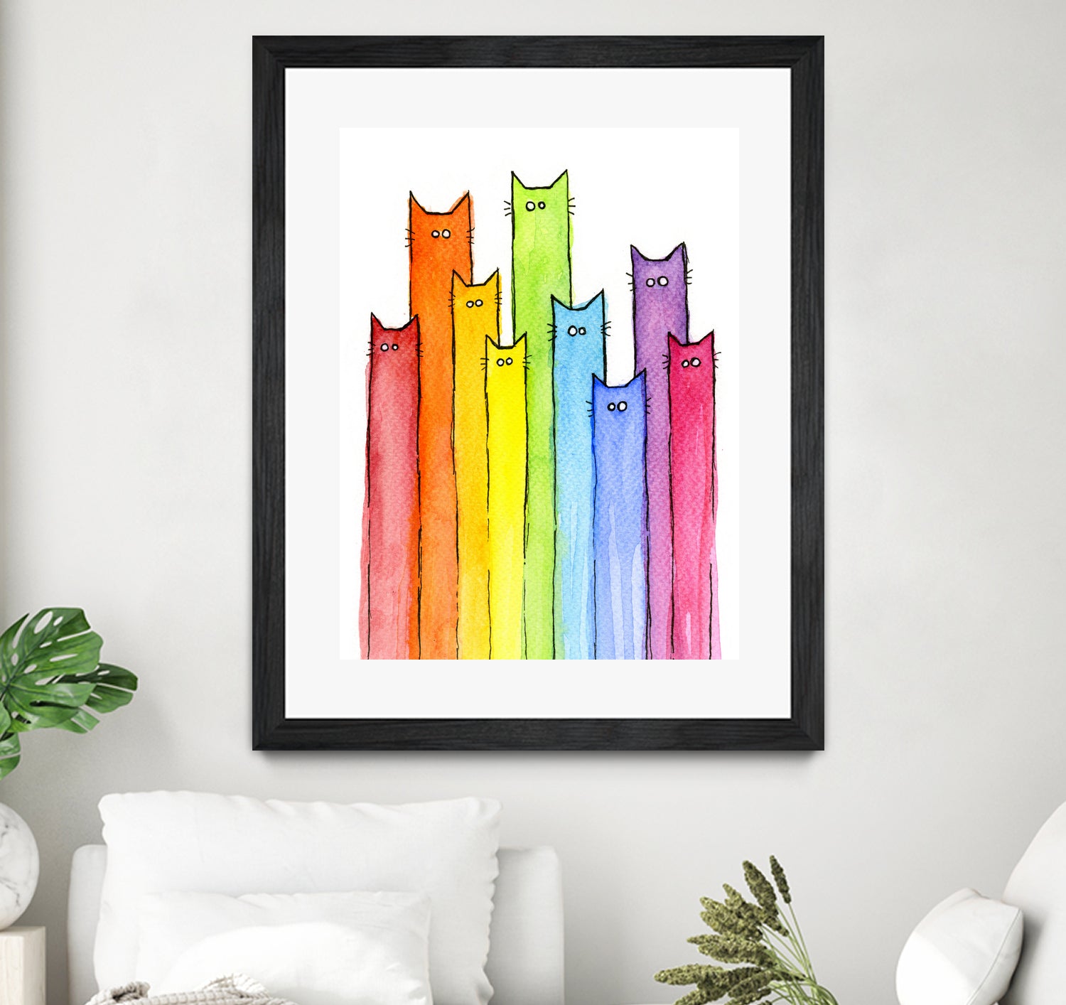 Rainbow of Cats by Olga Shvartsur on GIANT ART - pink mixed media