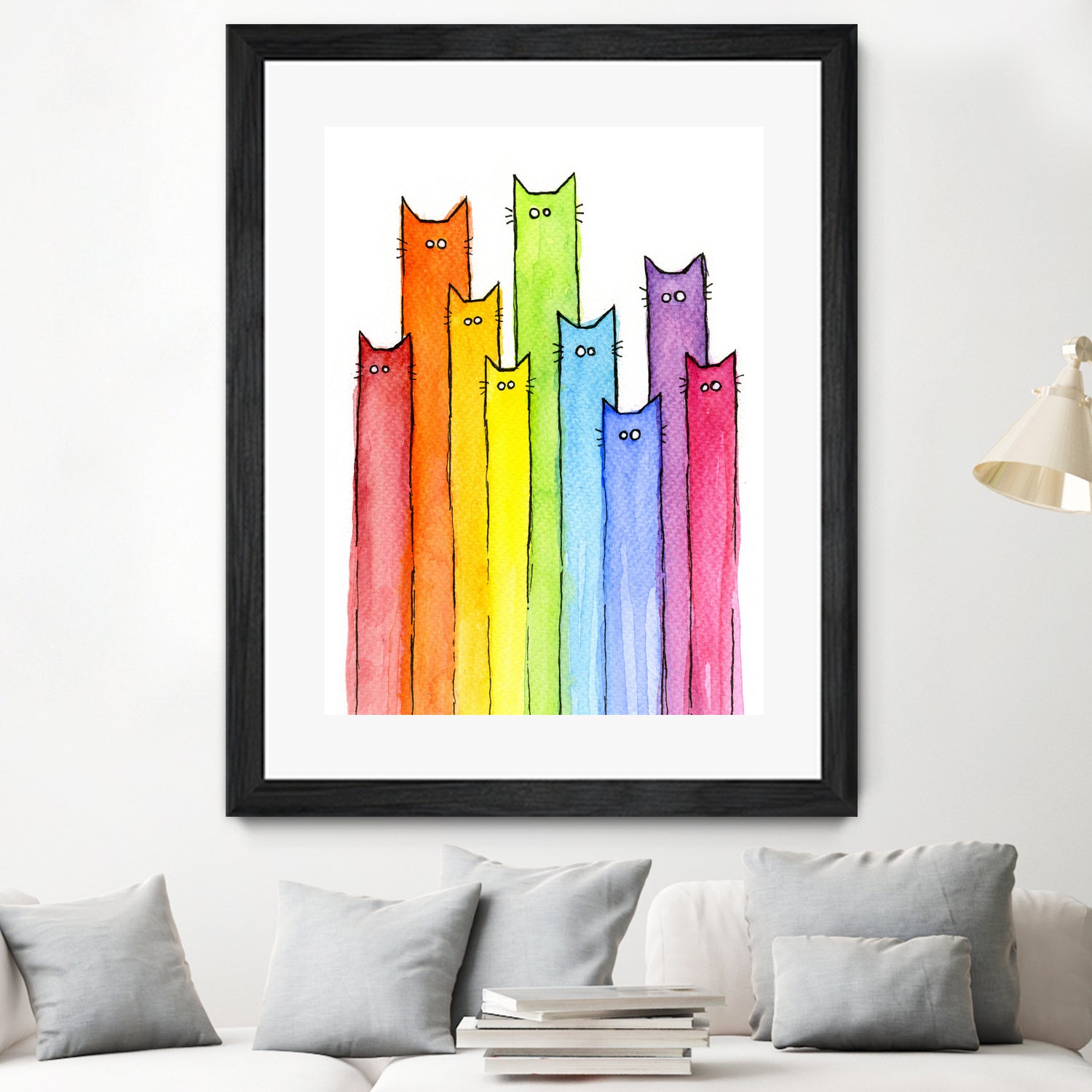 Rainbow of Cats by Olga Shvartsur on GIANT ART - pink mixed media