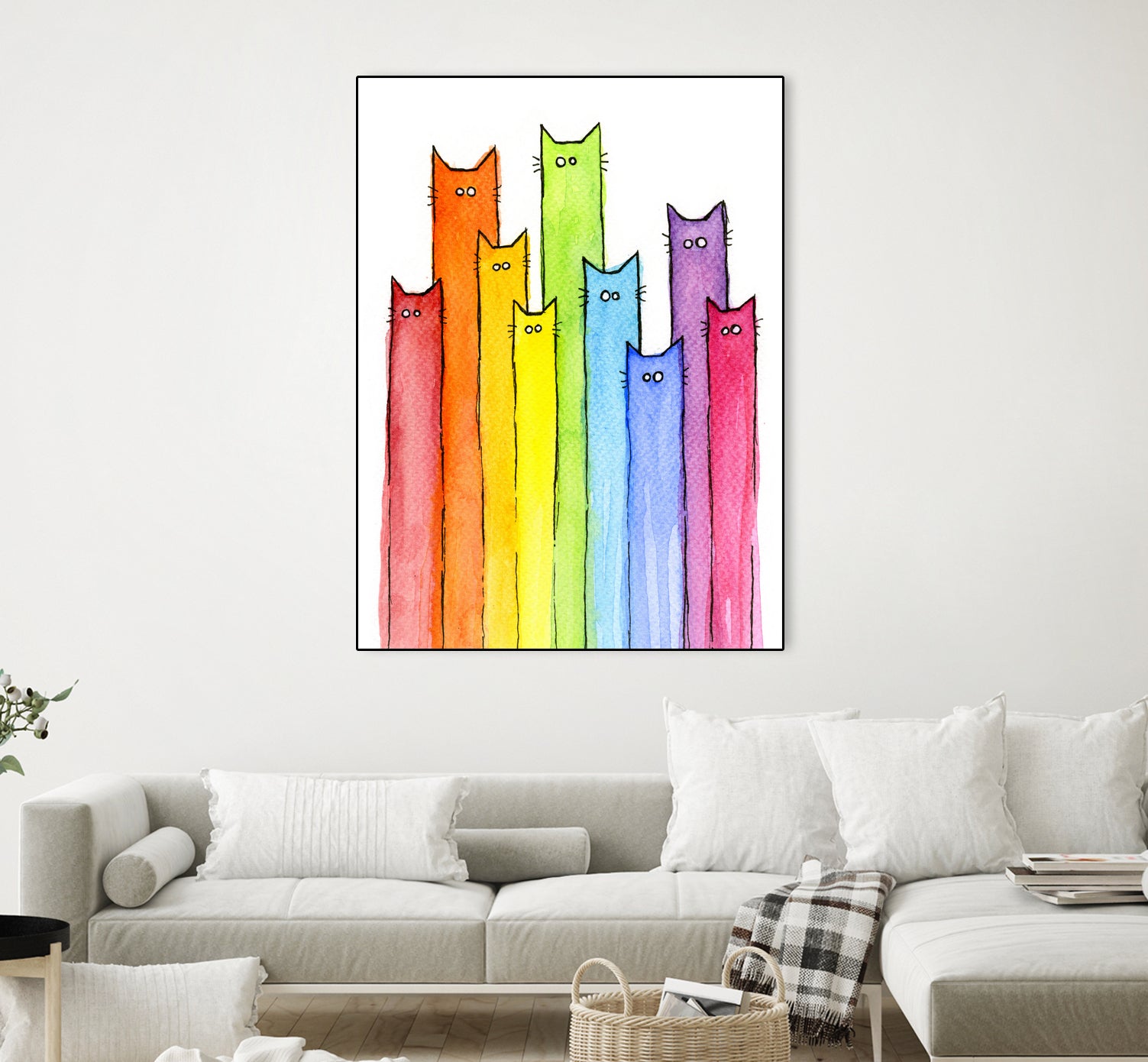 Rainbow of Cats by Olga Shvartsur on GIANT ART - pink mixed media