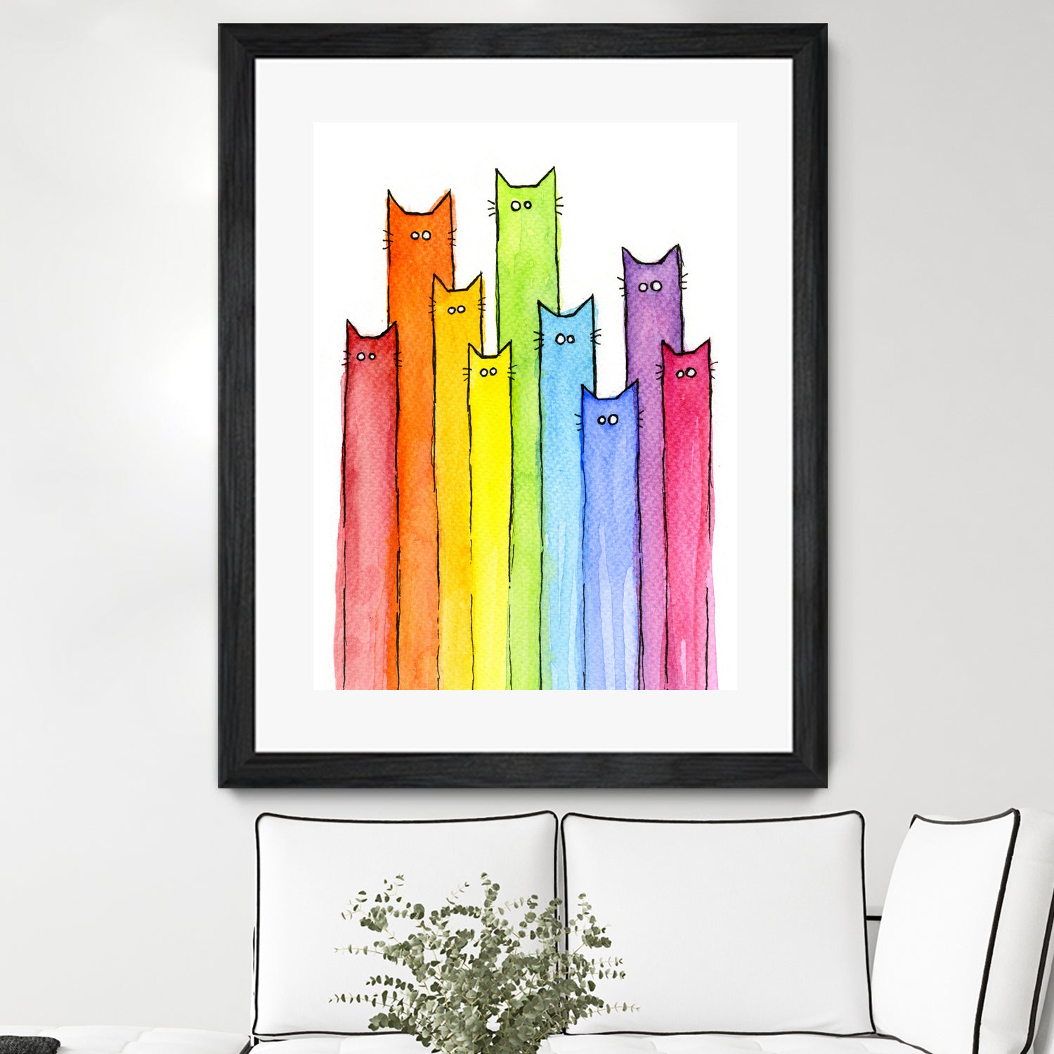 Rainbow of Cats by Olga Shvartsur on GIANT ART - pink mixed media