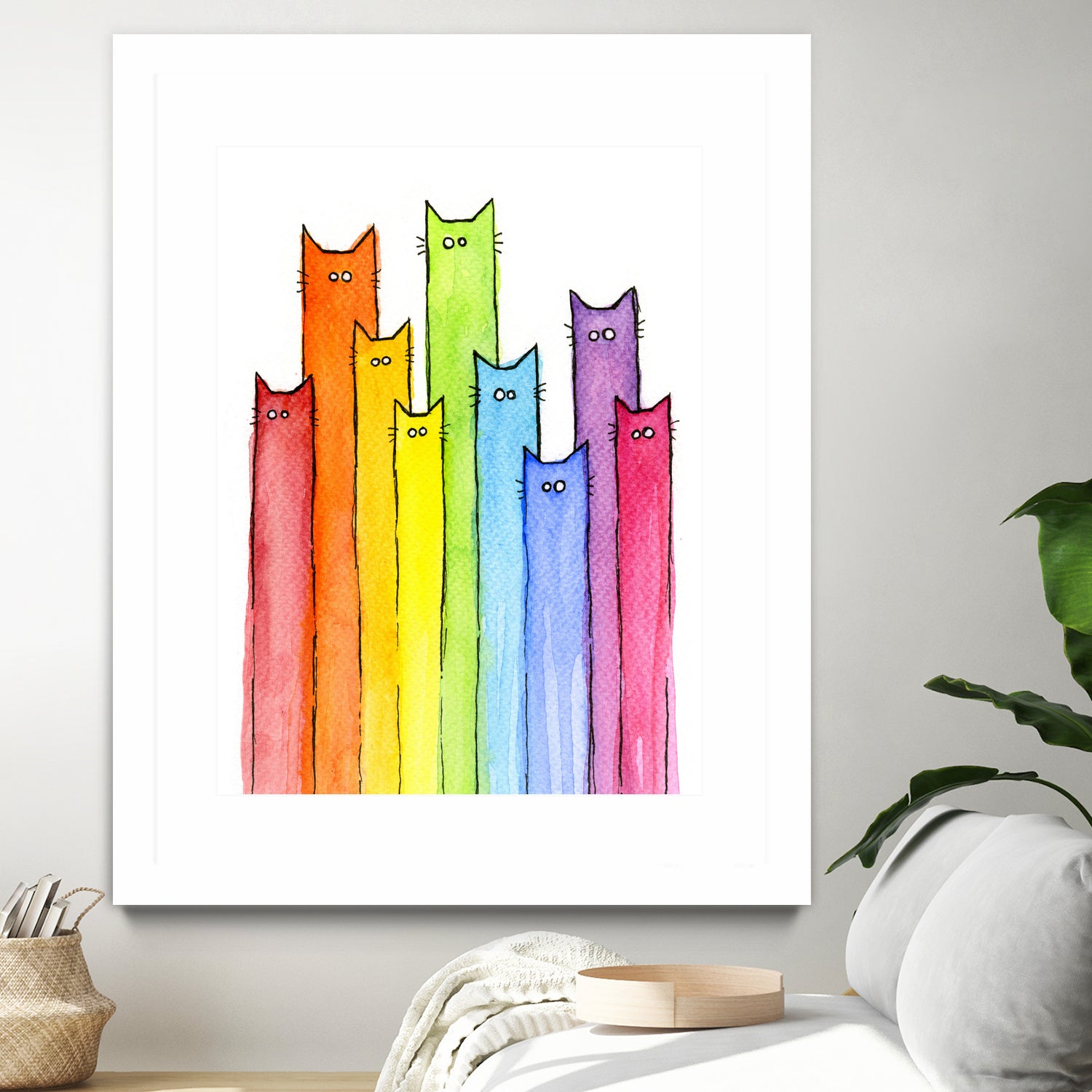 Rainbow of Cats by Olga Shvartsur on GIANT ART - pink mixed media