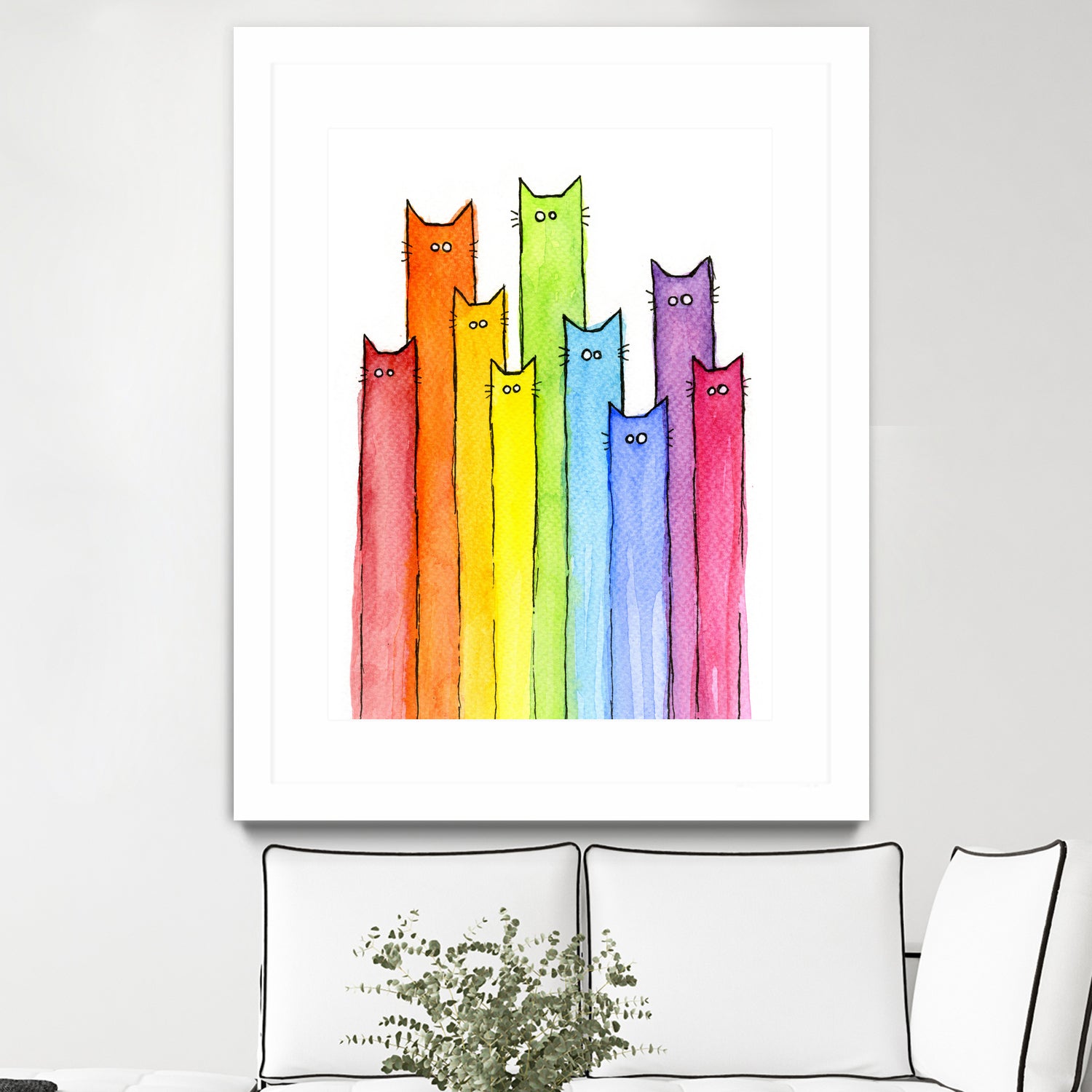 Rainbow of Cats by Olga Shvartsur on GIANT ART - pink mixed media