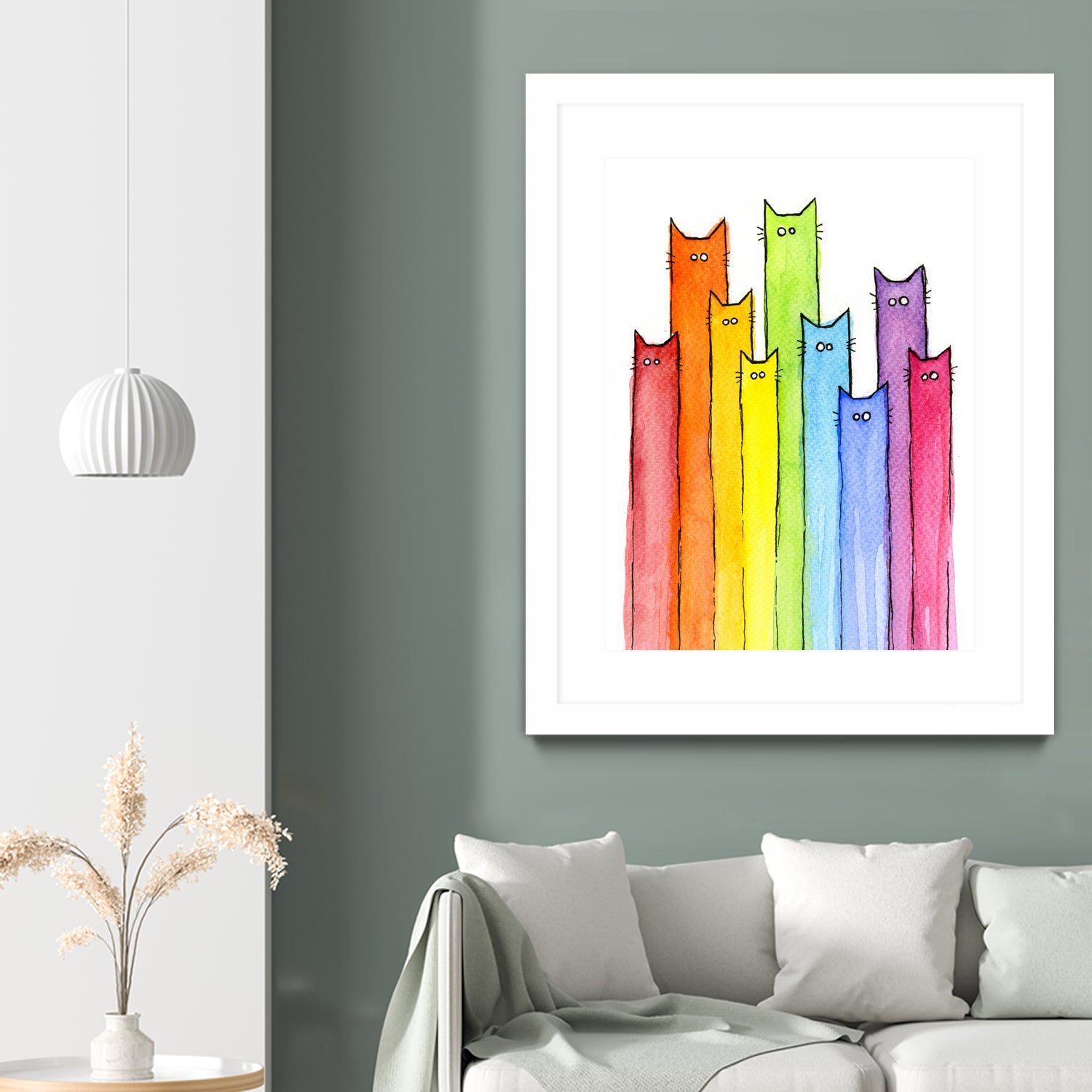 Rainbow of Cats by Olga Shvartsur on GIANT ART - pink mixed media