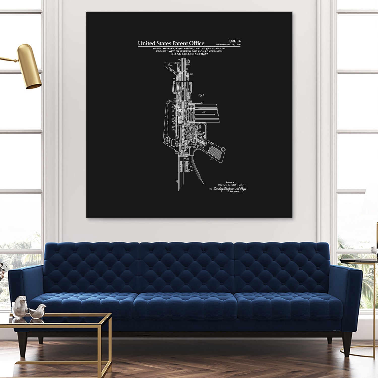 AR-15 Semi-Automatic Rifle Patent - Black by Finlay McNevin on GIANT ART - black typography