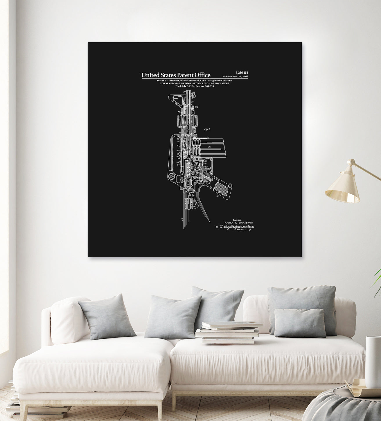 AR-15 Semi-Automatic Rifle Patent - Black by Finlay McNevin on GIANT ART - black typography