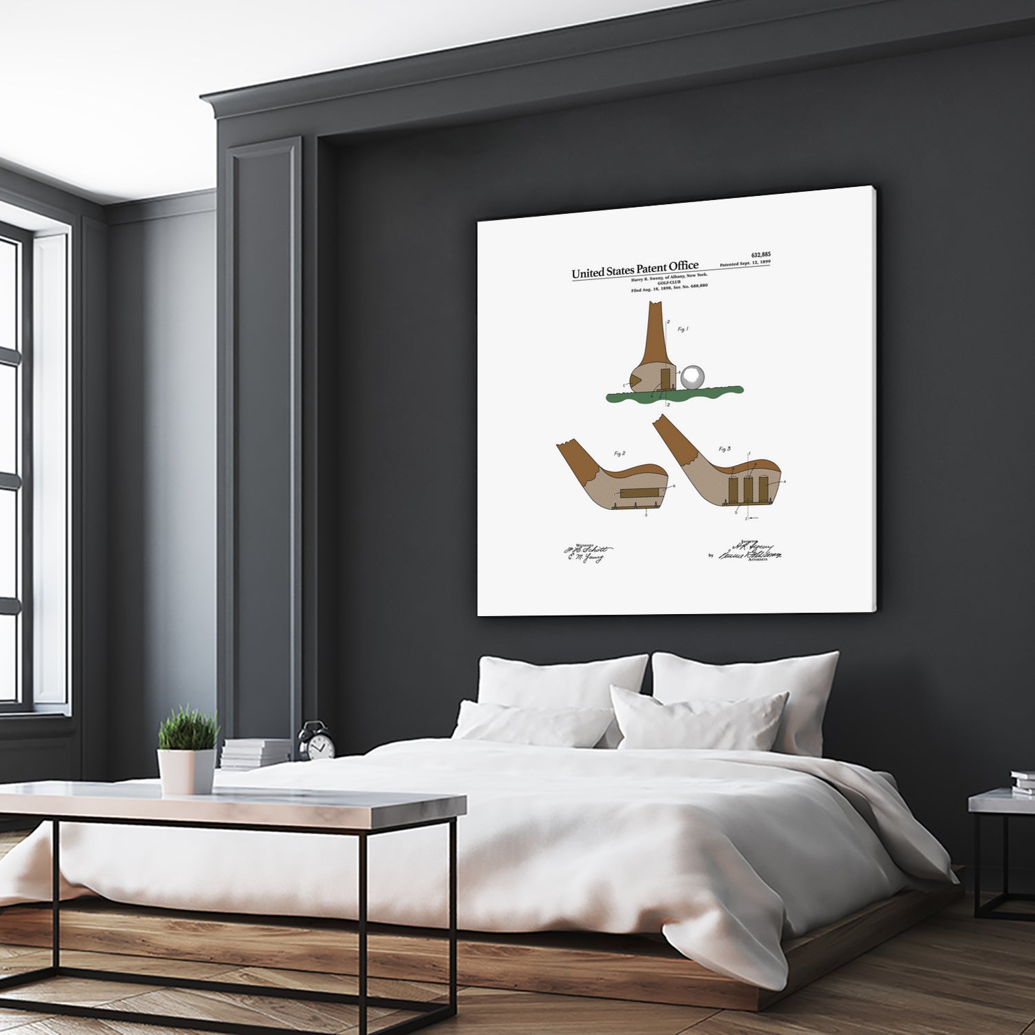 Golf Club Patent by Finlay McNevin on GIANT ART - white typography