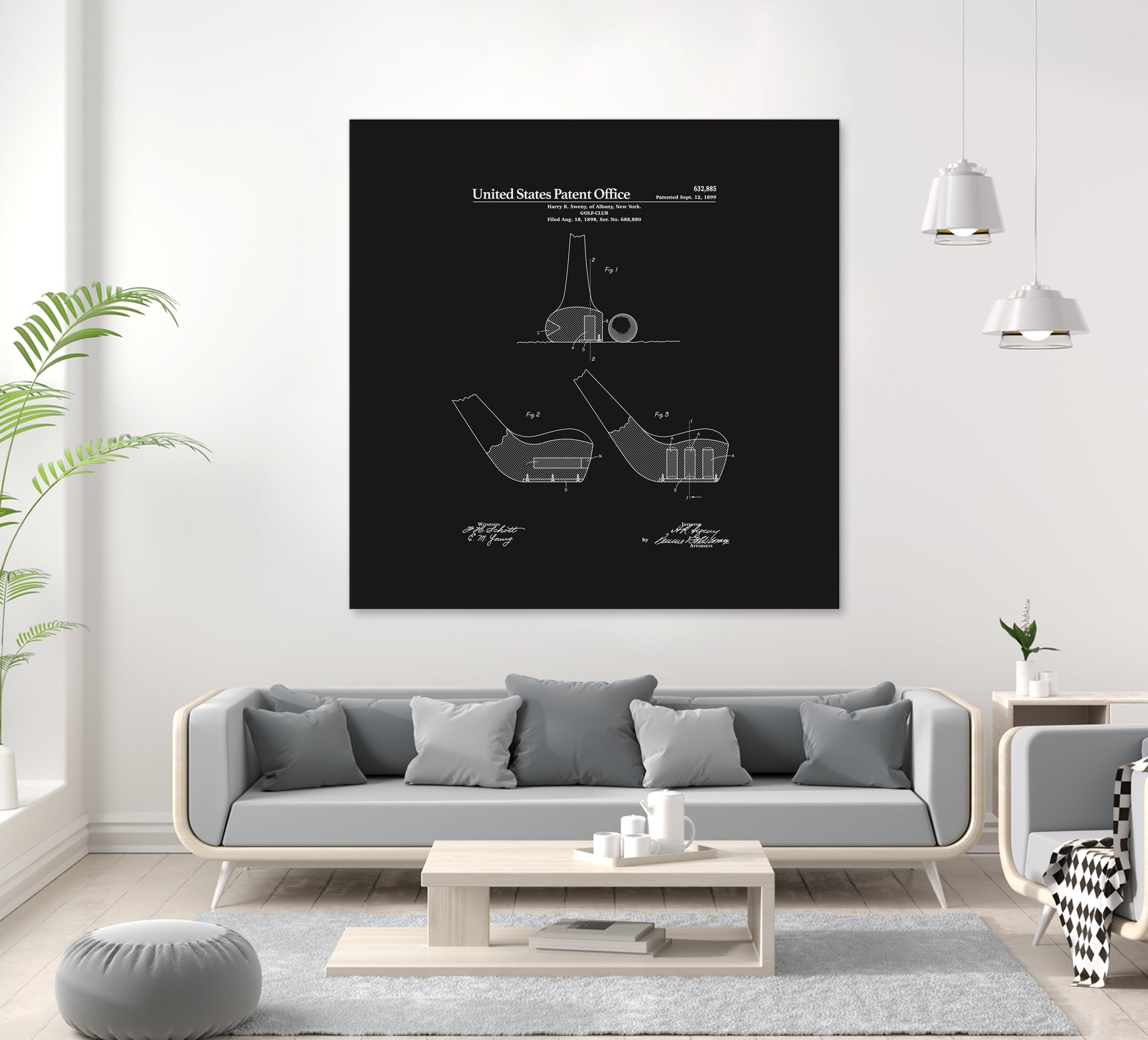 Golf Club Patent - Black by Finlay McNevin on GIANT ART - black typography