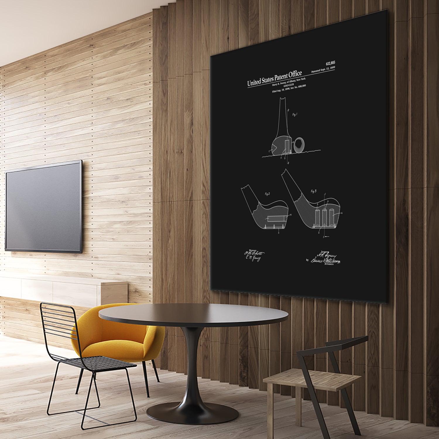 Golf Club Patent - Black by Finlay McNevin on GIANT ART - black typography