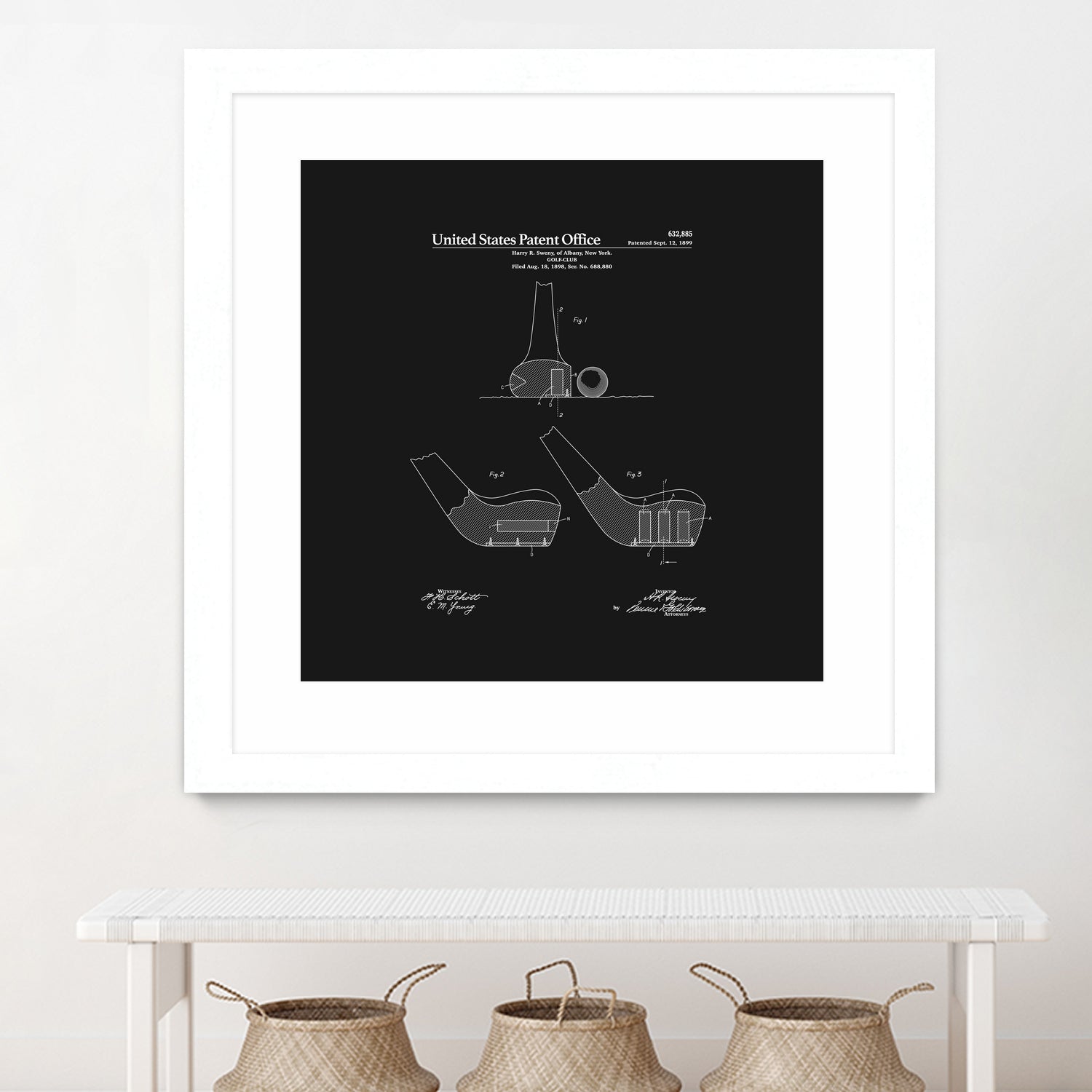 Golf Club Patent - Black by Finlay McNevin on GIANT ART - black typography