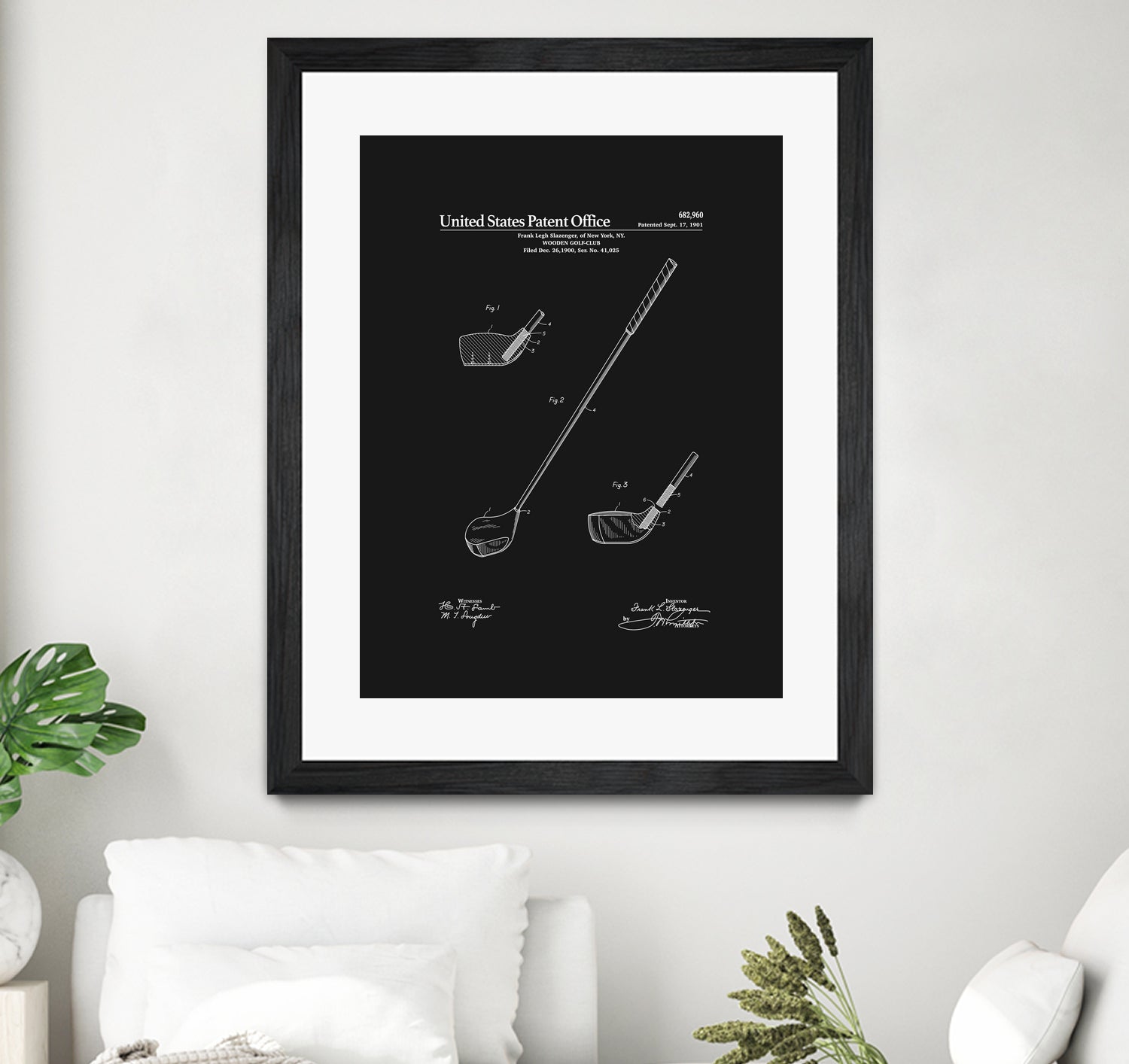 Golf Club Patent v2 - Black by Finlay McNevin on GIANT ART - black typography