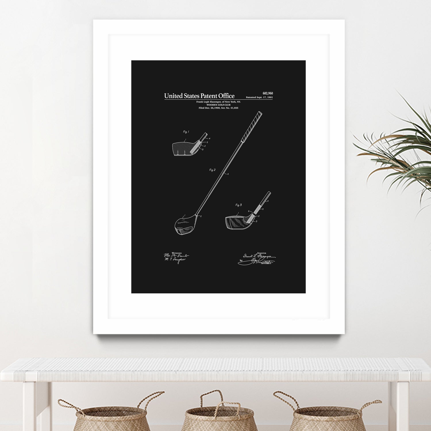 Golf Club Patent v2 - Black by Finlay McNevin on GIANT ART - black typography