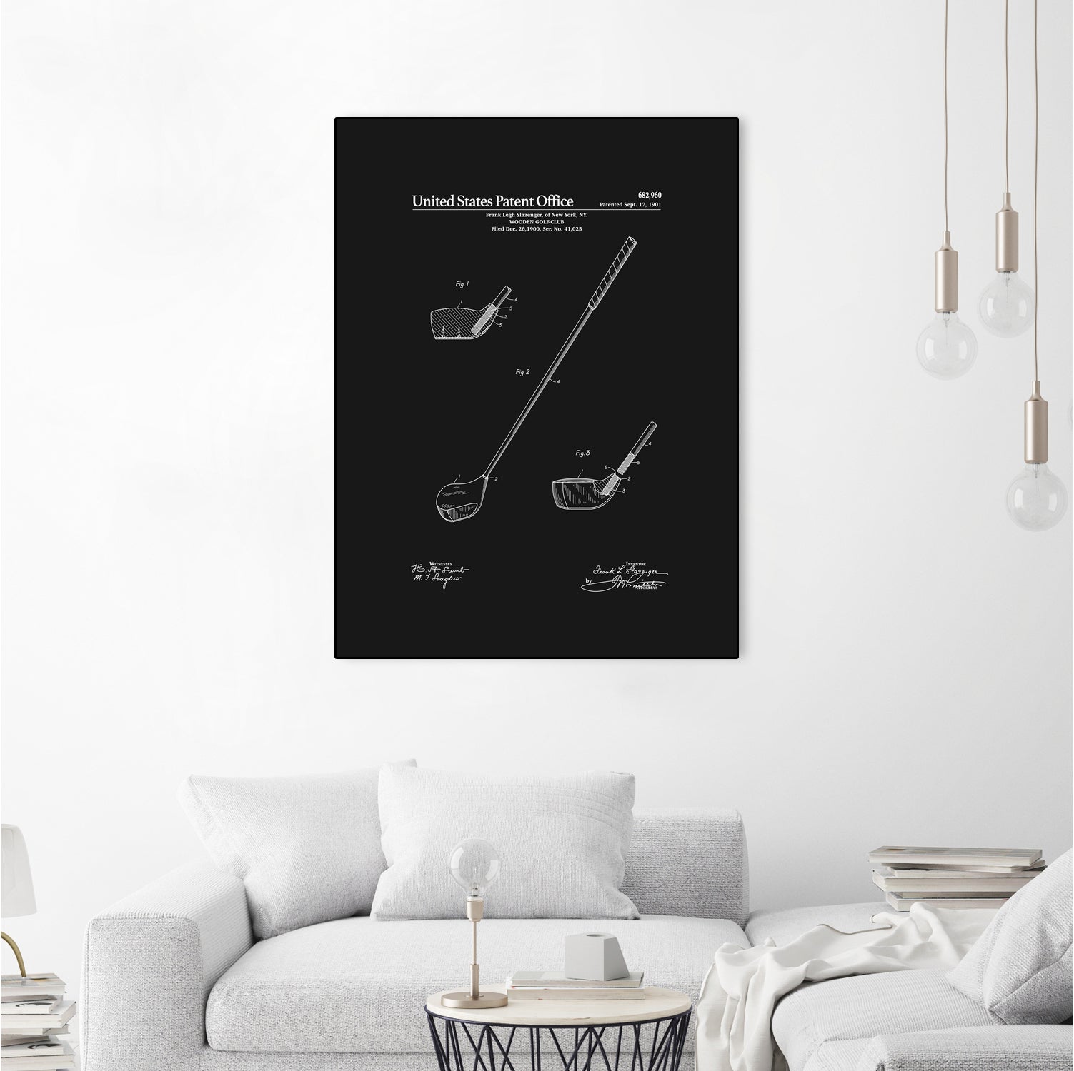 Golf Club Patent v2 - Black by Finlay McNevin on GIANT ART - black typography