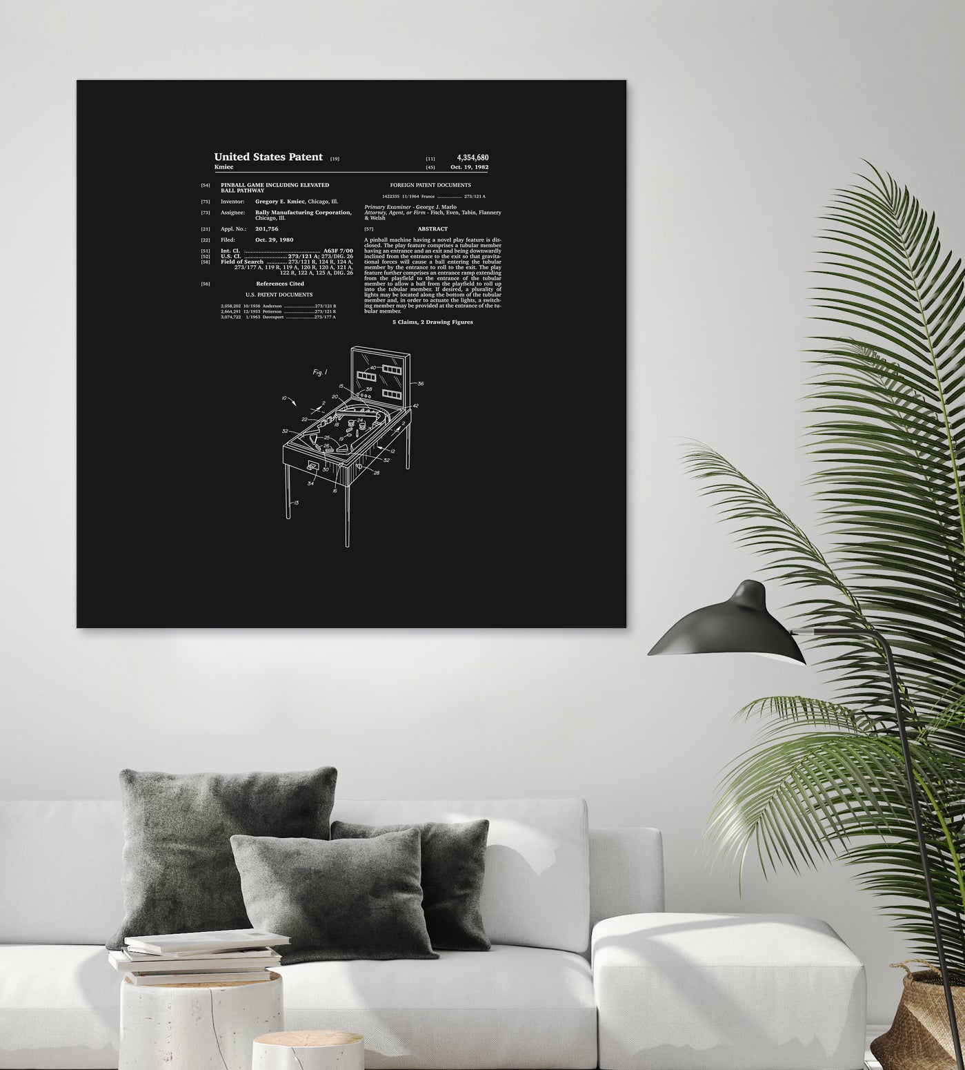 Pinball Machine Patent - Black by Finlay McNevin on GIANT ART - black typography