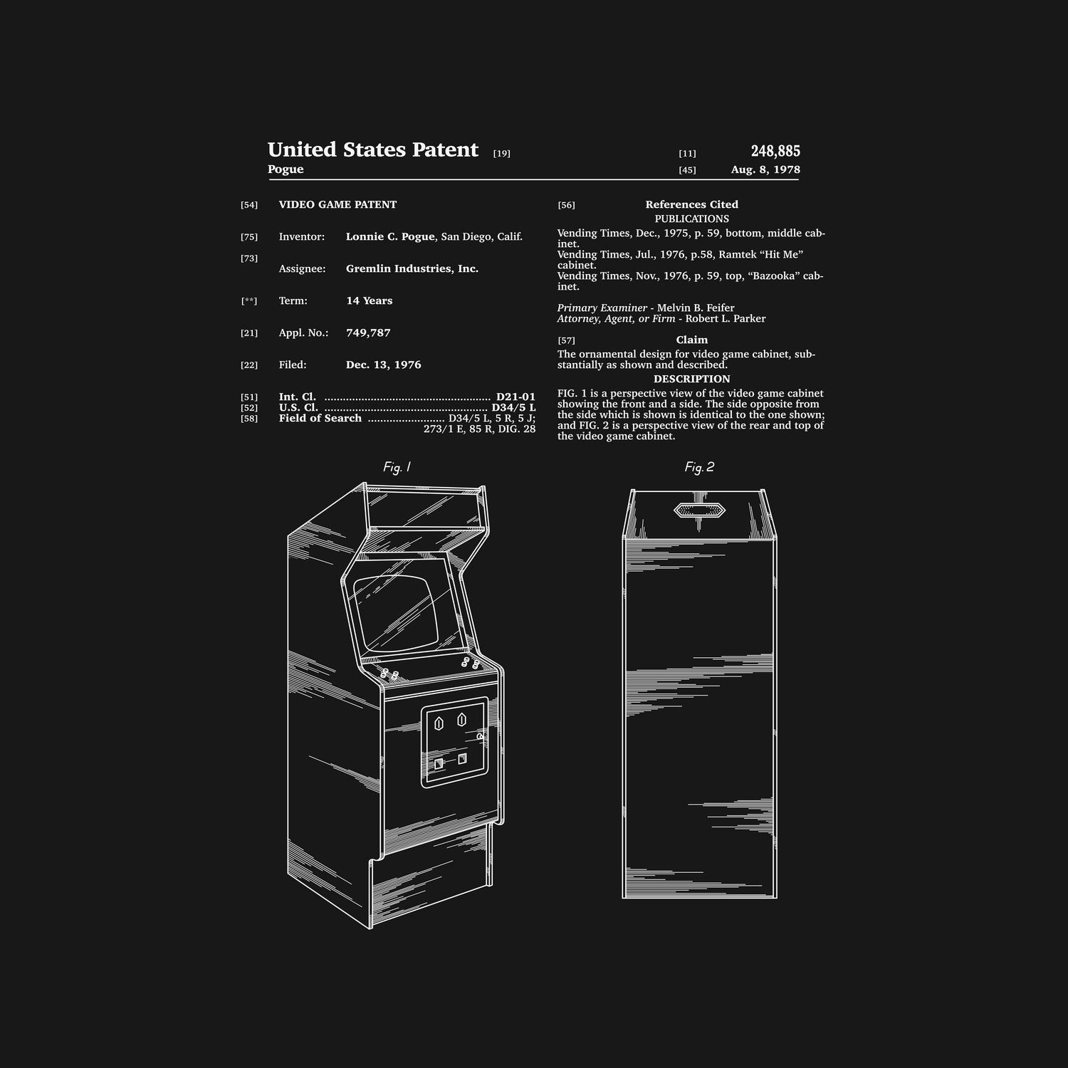 Arcade Game Patent - Black by Finlay McNevin on GIANT ART - black typography